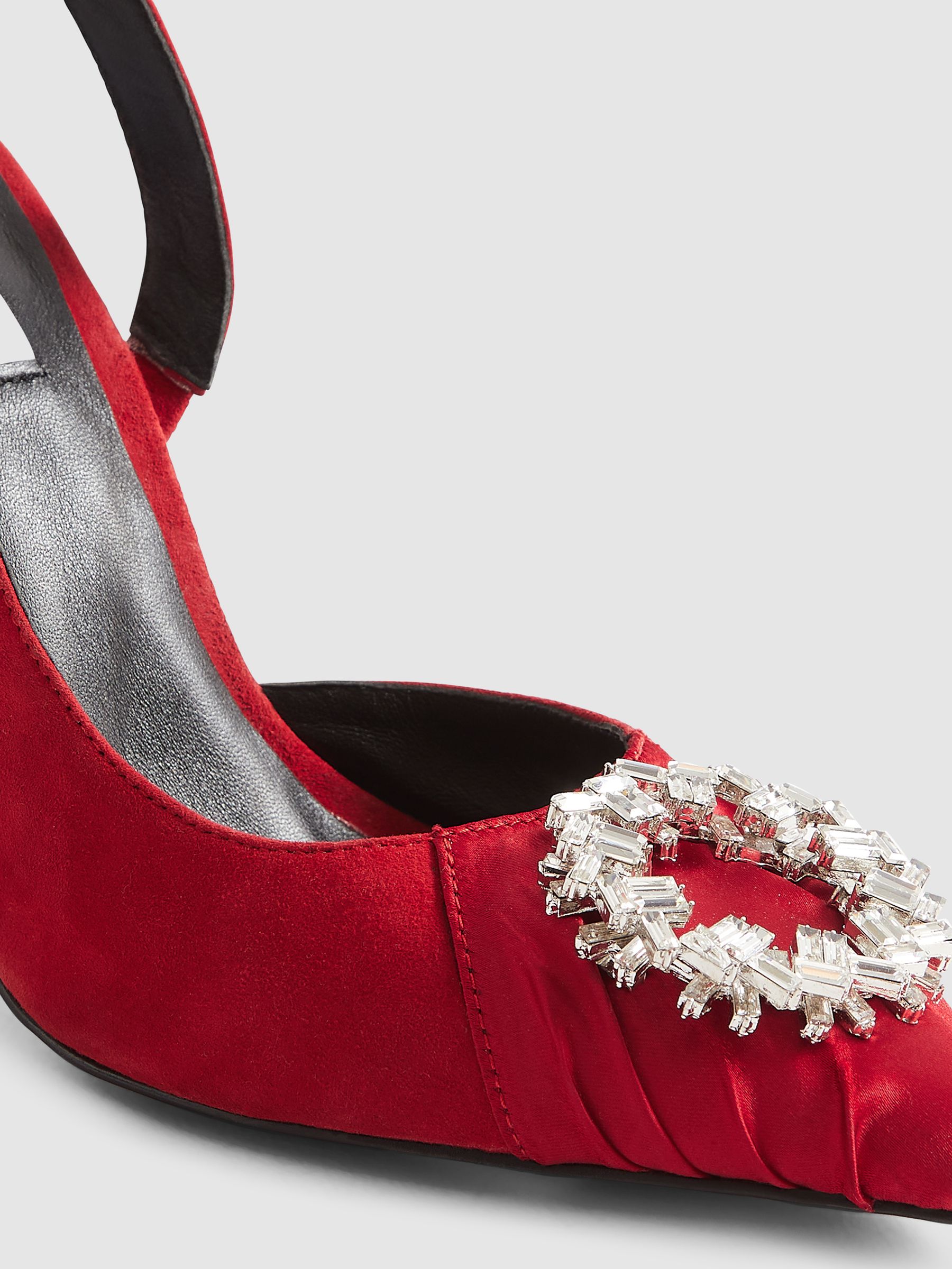 Sling Back Embellished Heels in Red - Image 5 of 7