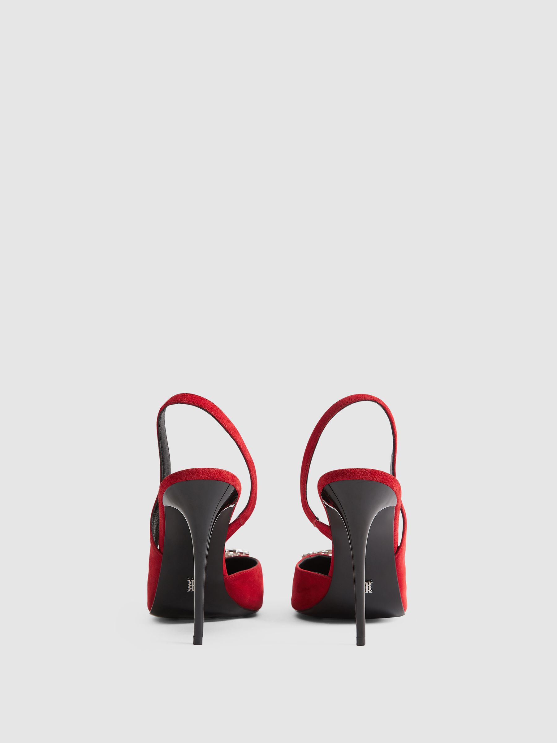 Sling Back Embellished Heels in Red - Image 6 of 7