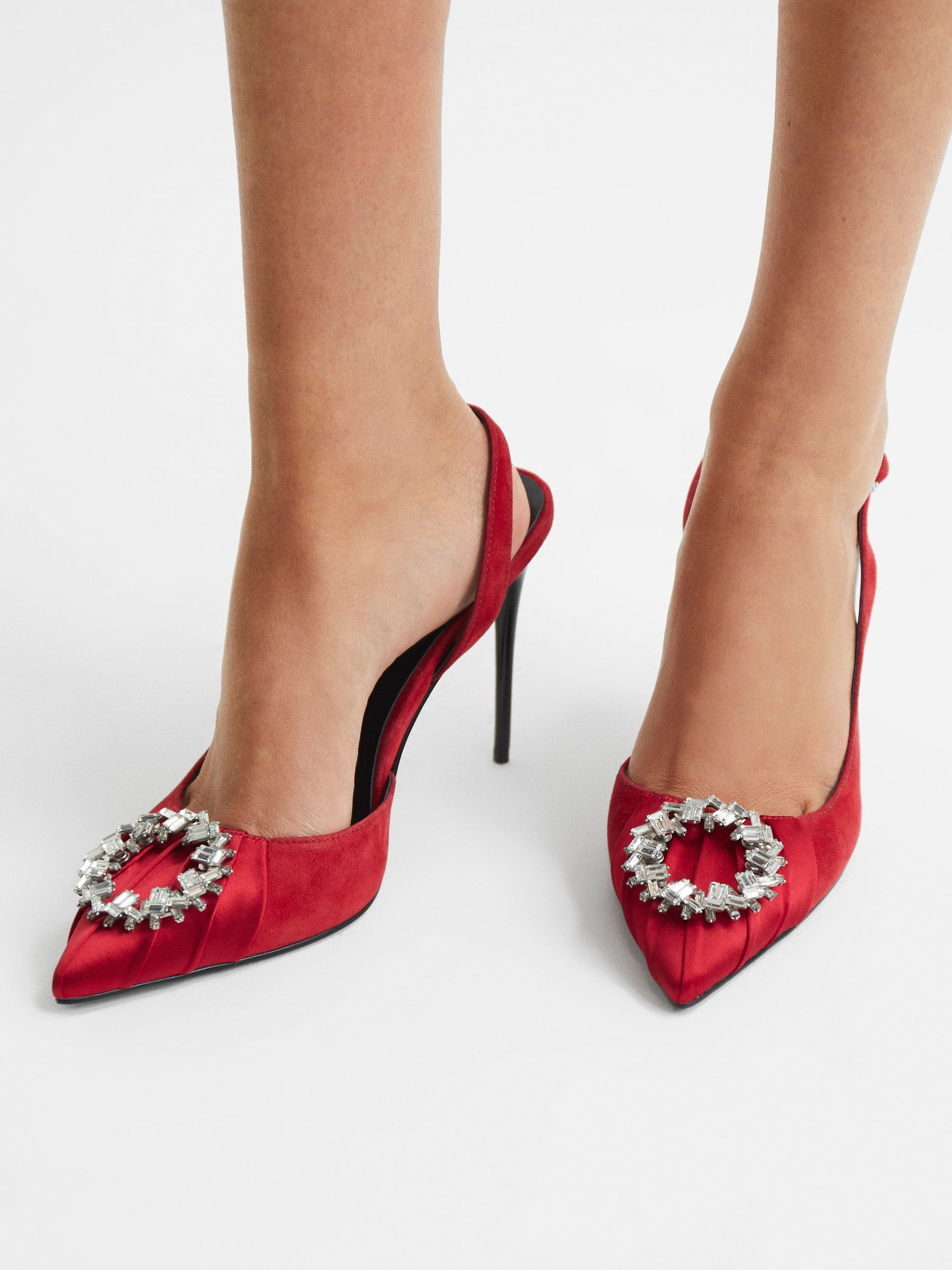 Sling Back Embellished Heels in Red - Image 7 of 7