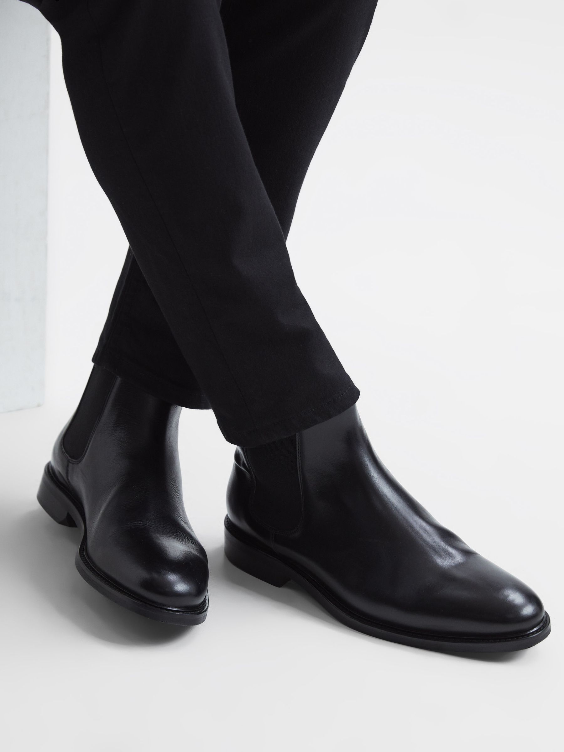 Leather Chelsea Boots in Black - Image 2 of 6