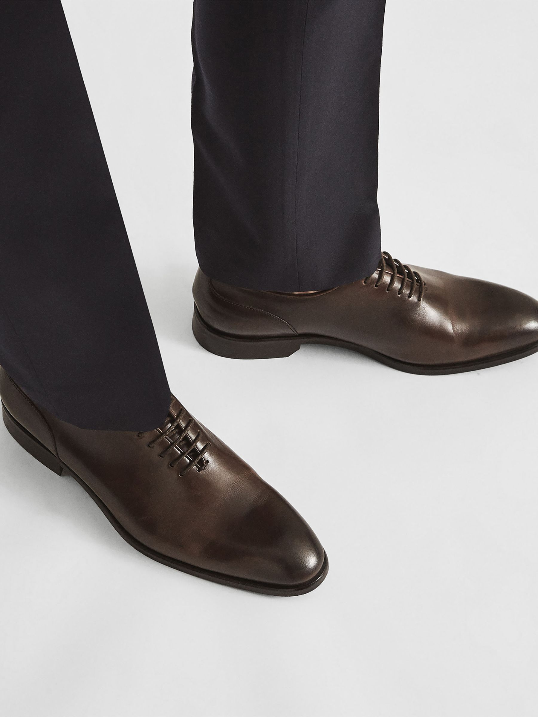 Leather Whole Cut Shoes in Dark Brown - Image 2 of 7