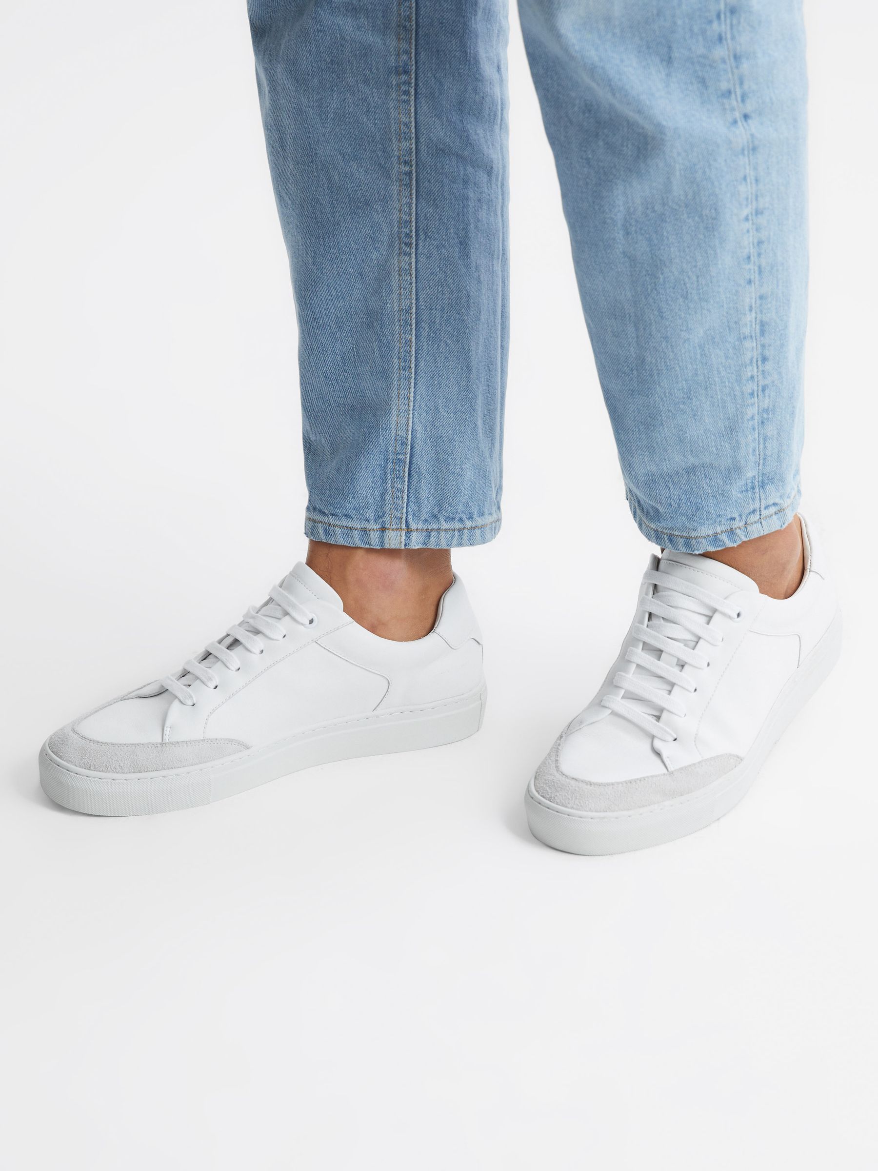 Leather Trainers in White - Image 2 of 5