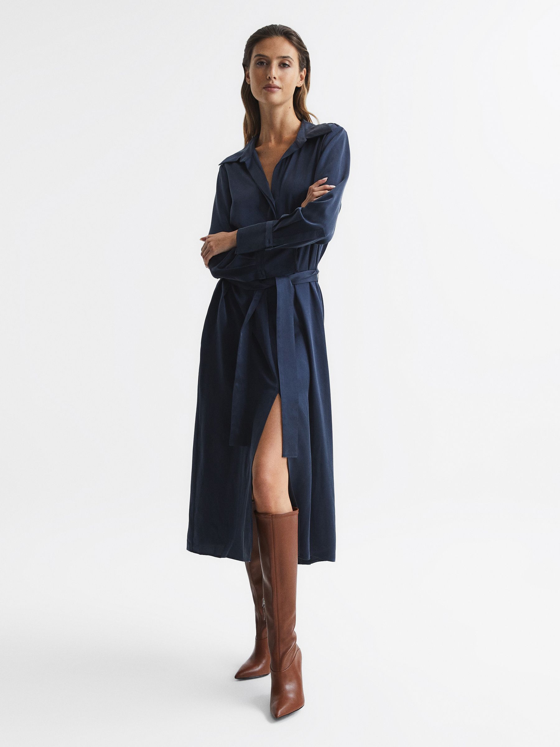 Knee High Leather Boots in Tan - Image 2 of 5