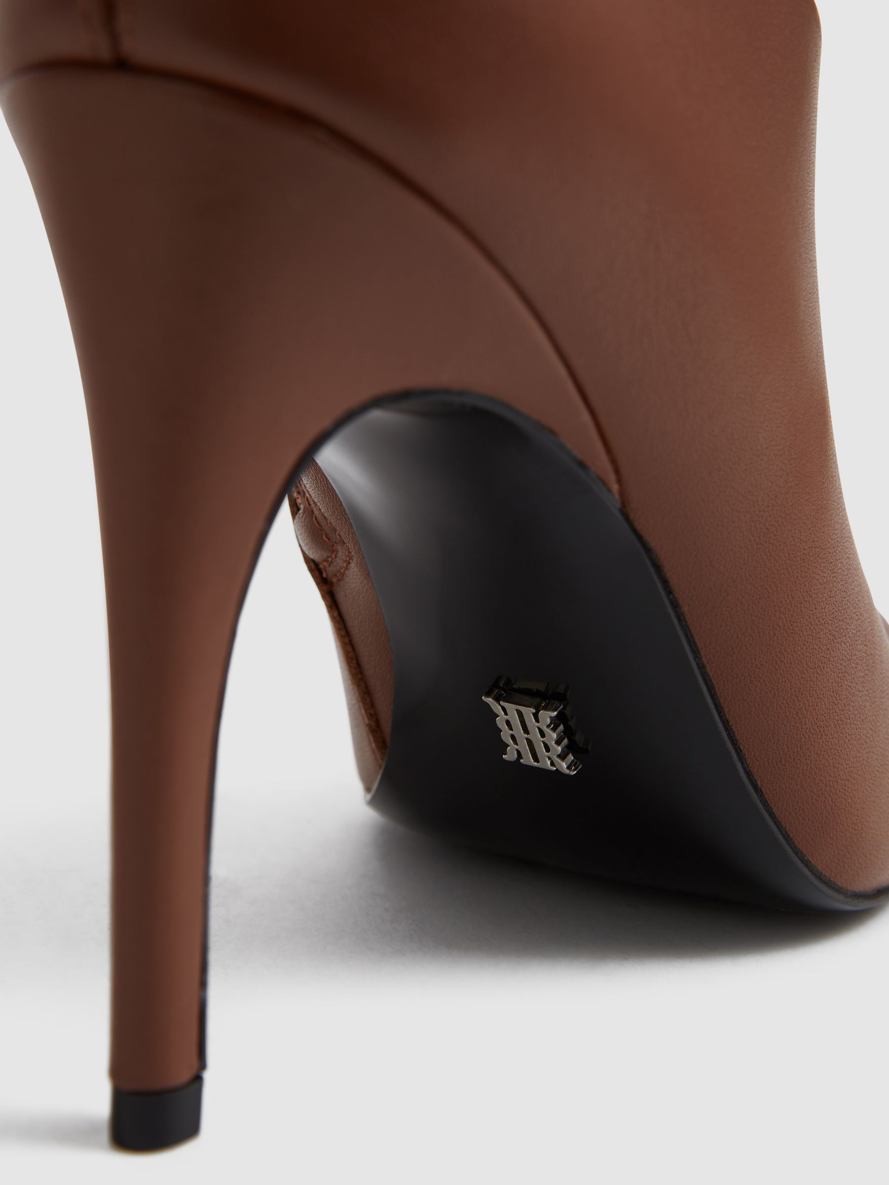 Knee High Leather Boots in Tan - Image 4 of 5