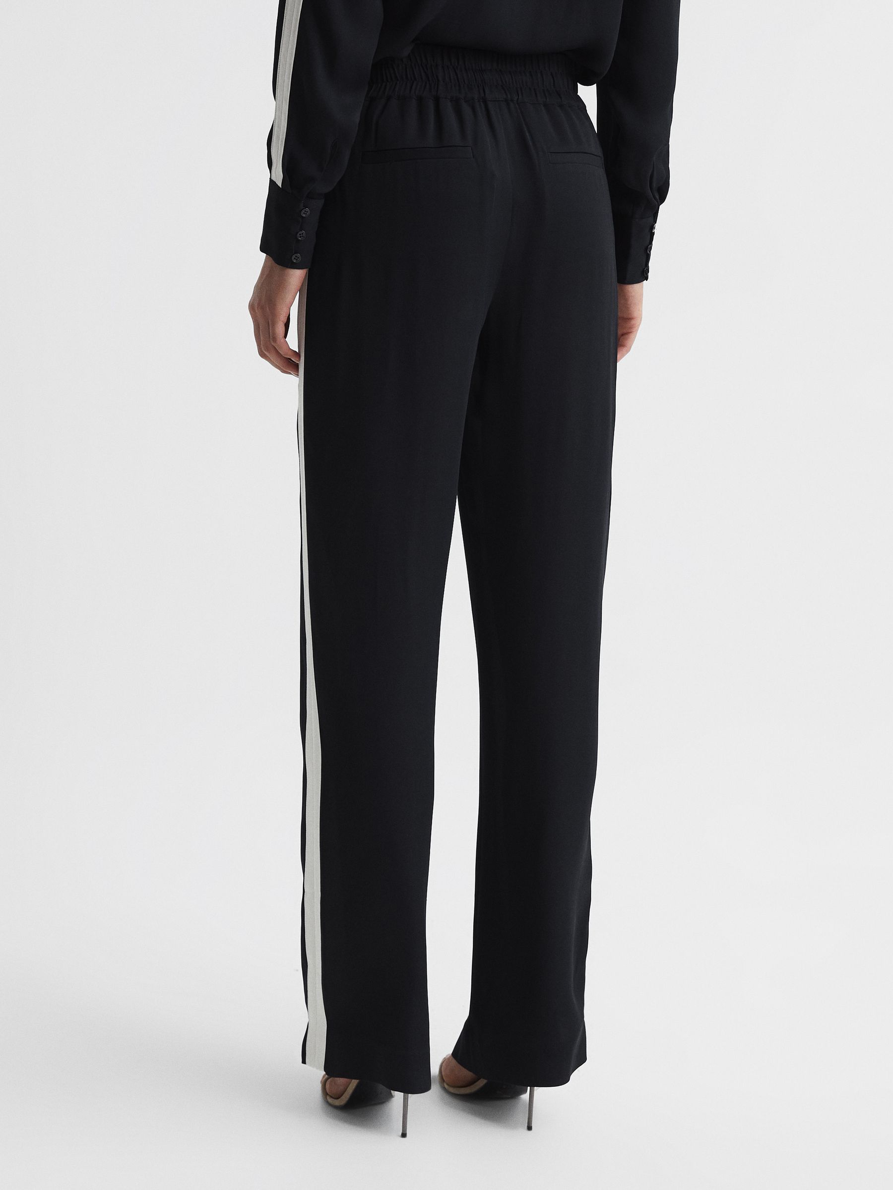 Stripe Wide Leg Trousers in Navy - Image 5 of 7