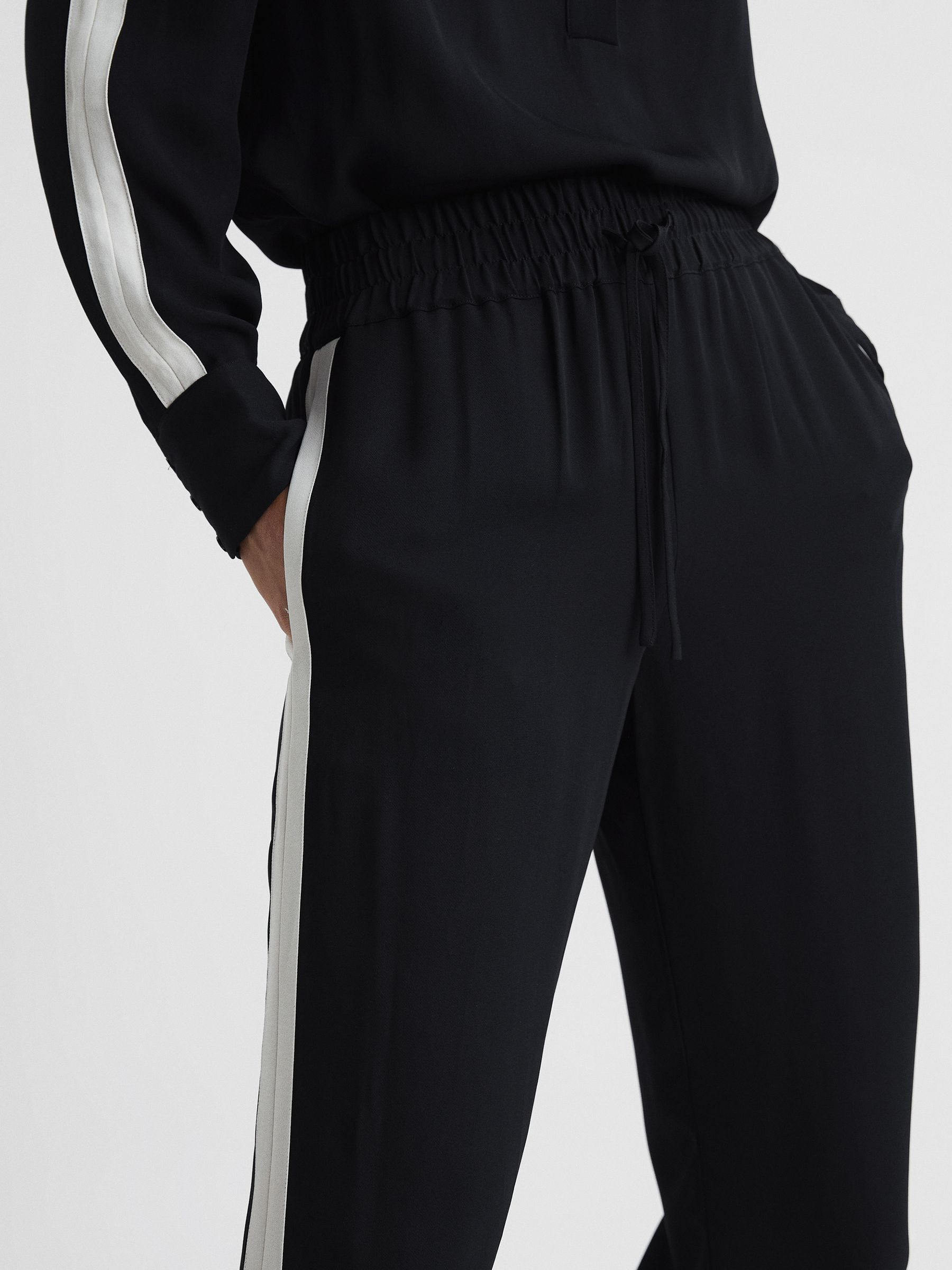 Stripe Wide Leg Trousers in Navy - Image 7 of 7