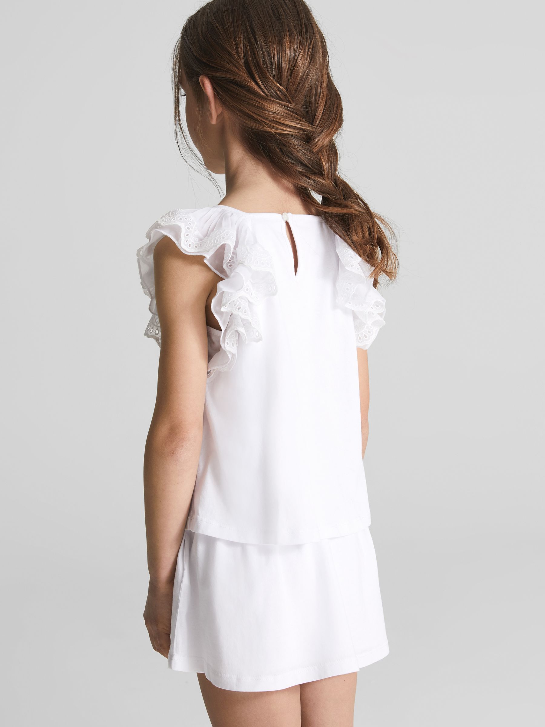 Lace Shoulder Jersey Mini Dress in White - Image 5 of 6