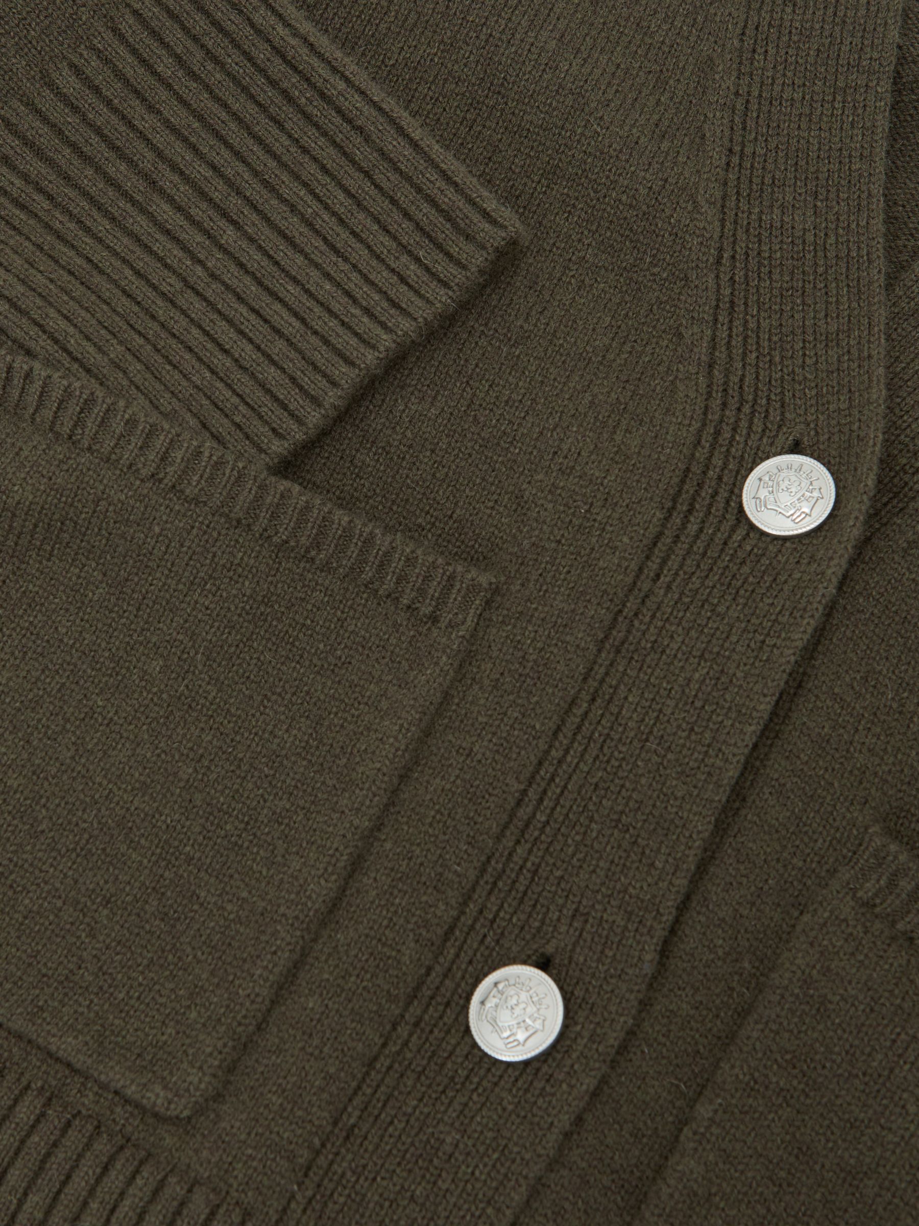 Wool-Cashmere Button-Through Cardigan in Khaki Green - Image 6 of 6