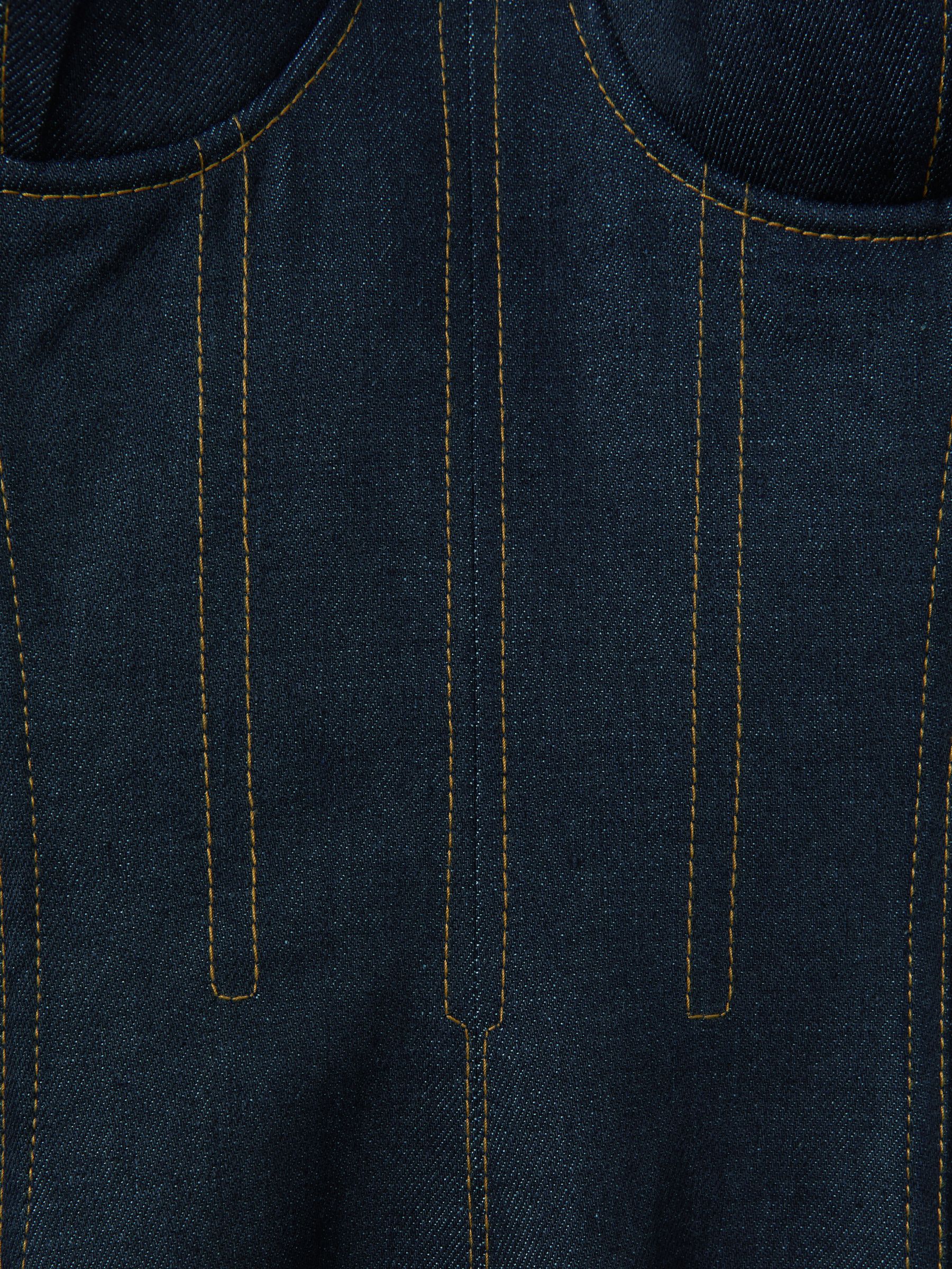 Strapless Structured Denim Midi Dress in Indigo Blue - image 2