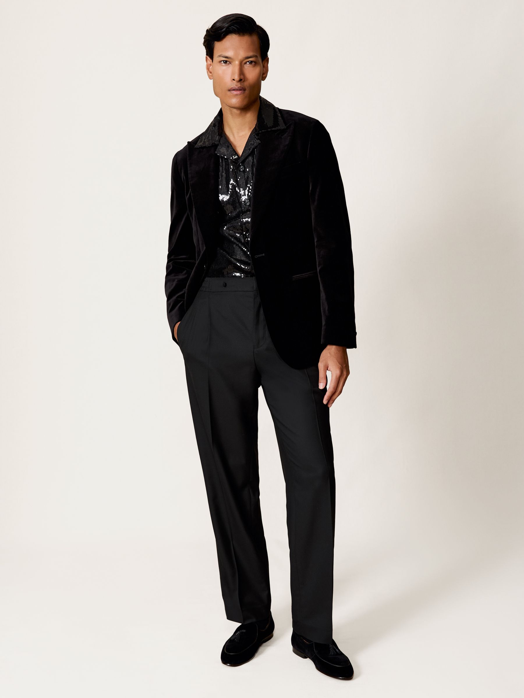 Sequin Cuban-Collar Shirt in Black - image 4