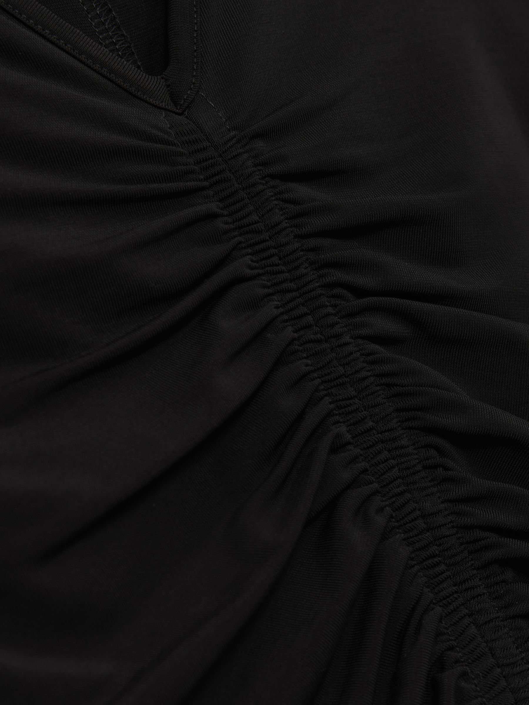 Ruched Mesh V-Neck Top in Black - image 5