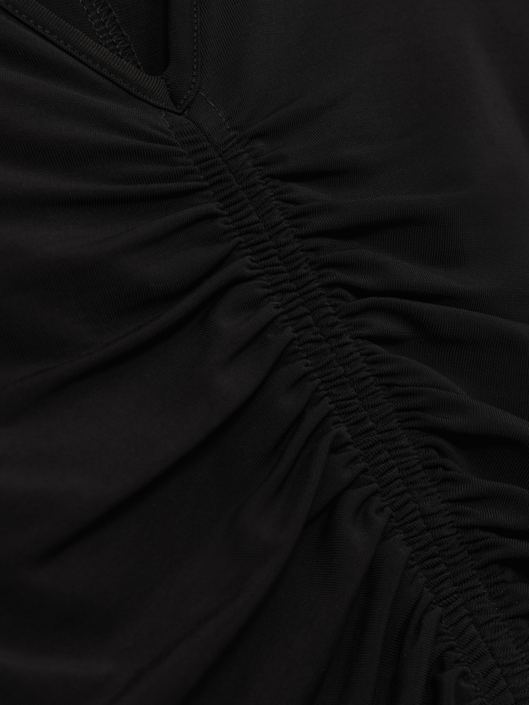 Ruched Mesh V-Neck Top in Black - Image 7 of 7