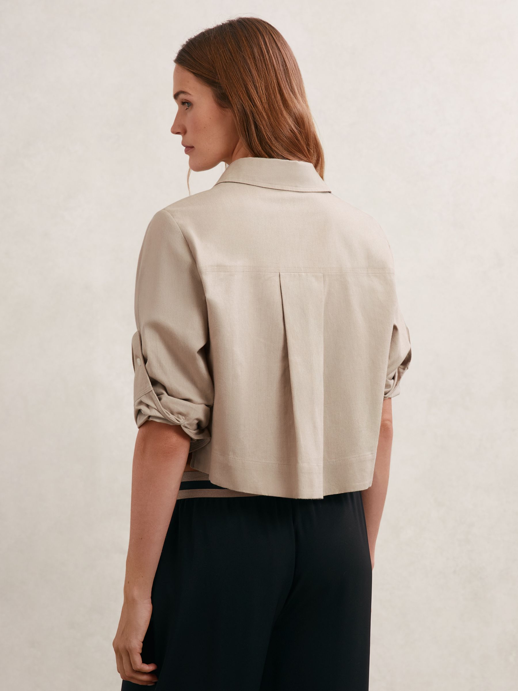 Cotton and Wool Cropped Shirt in Neutral - image 4