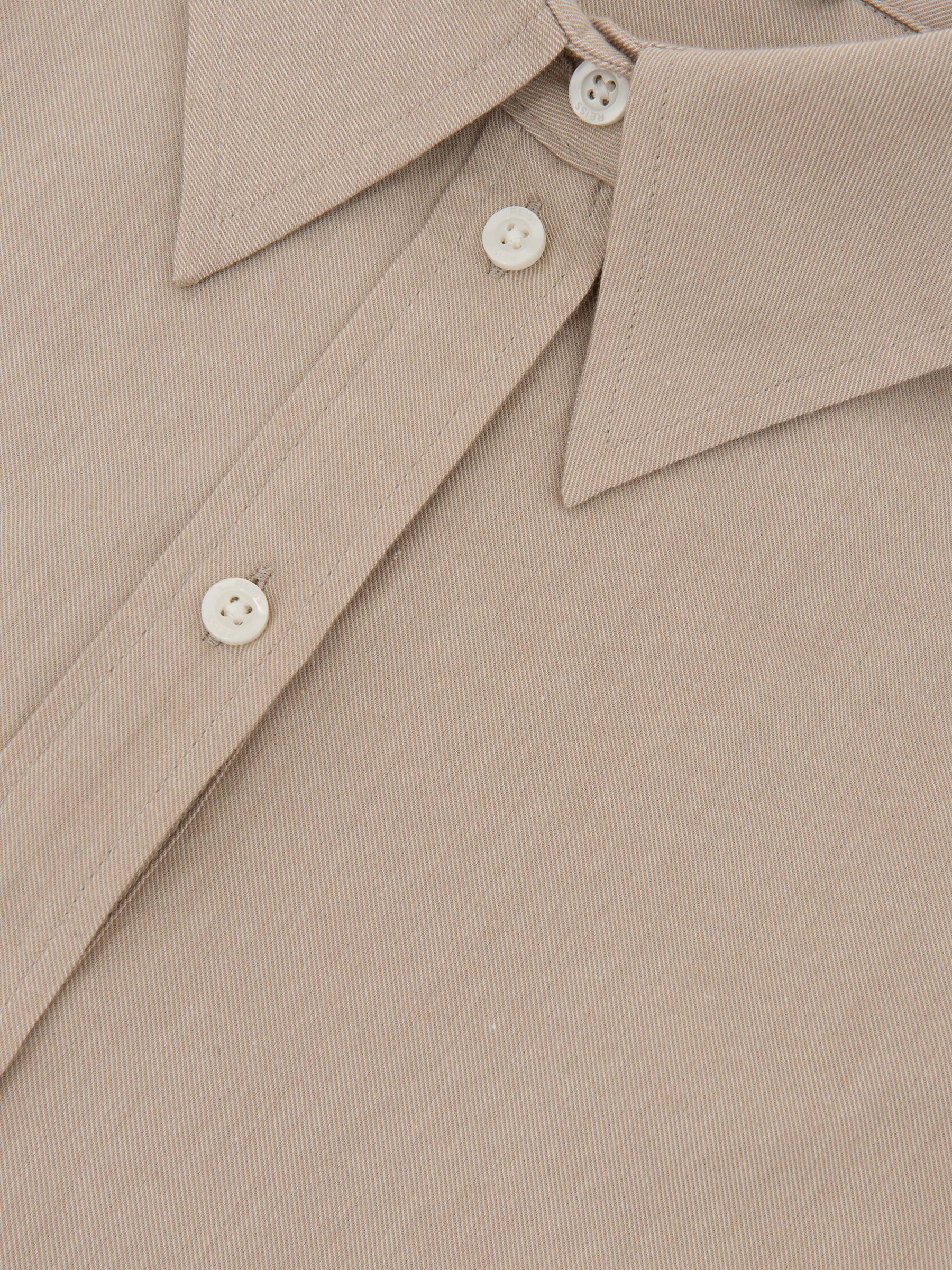 قميص ضيق وقصير من القطن والصوف بلون محايد - صورة 6 من 6