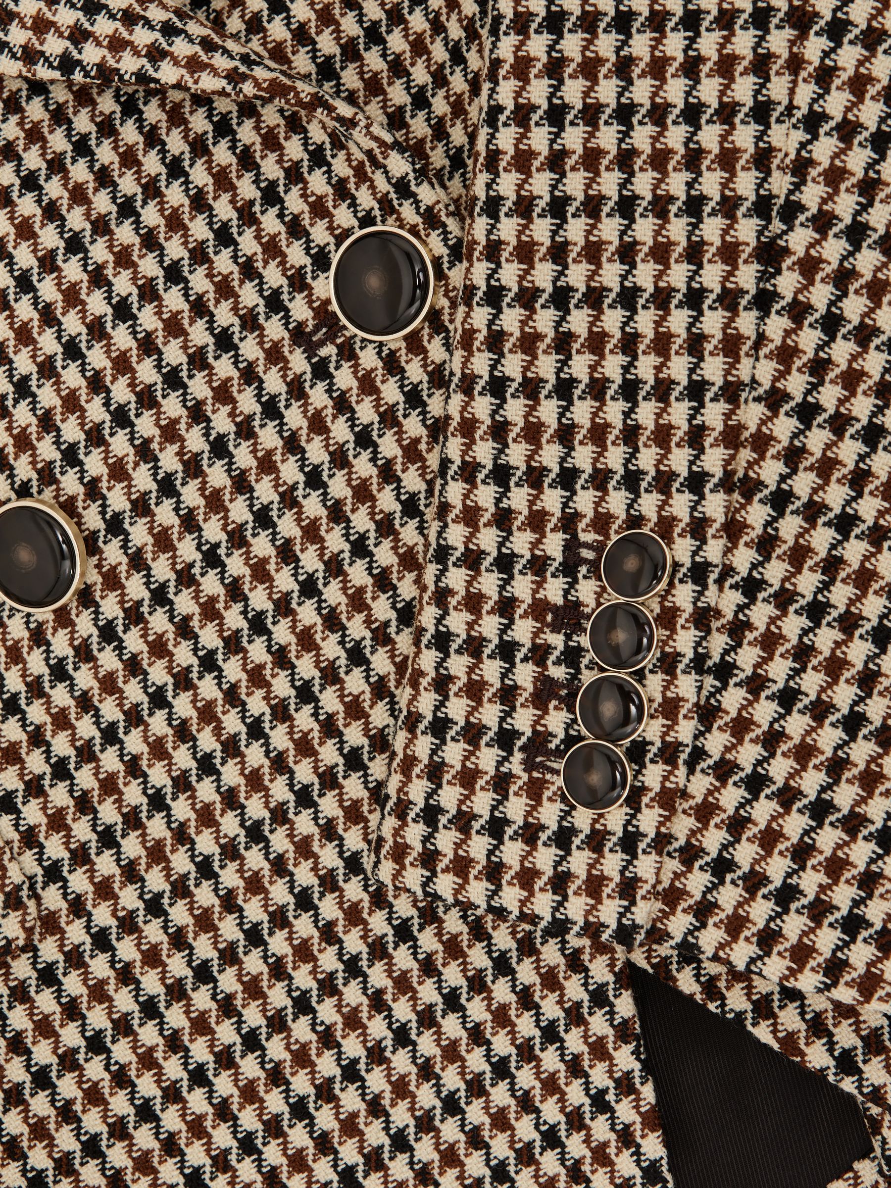 Wool-Blend Double-Breasted Check Blazer in Neutral Check - Image 6 of 6