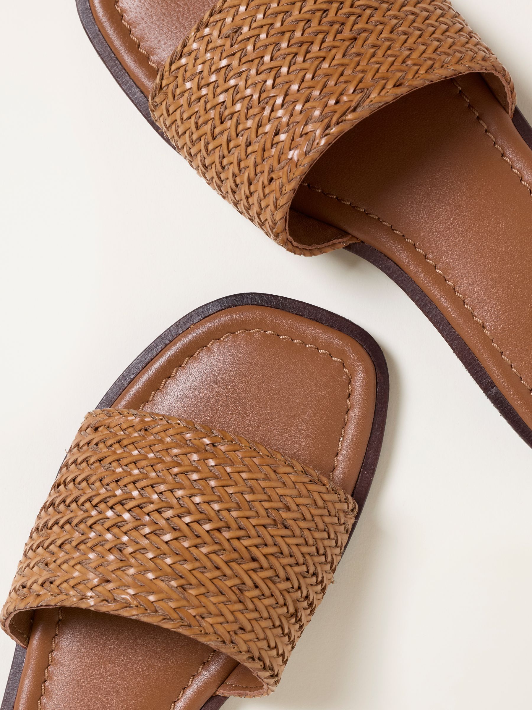 Natural Paisley Leather Weave Slider Sandal - Image 2 of 3