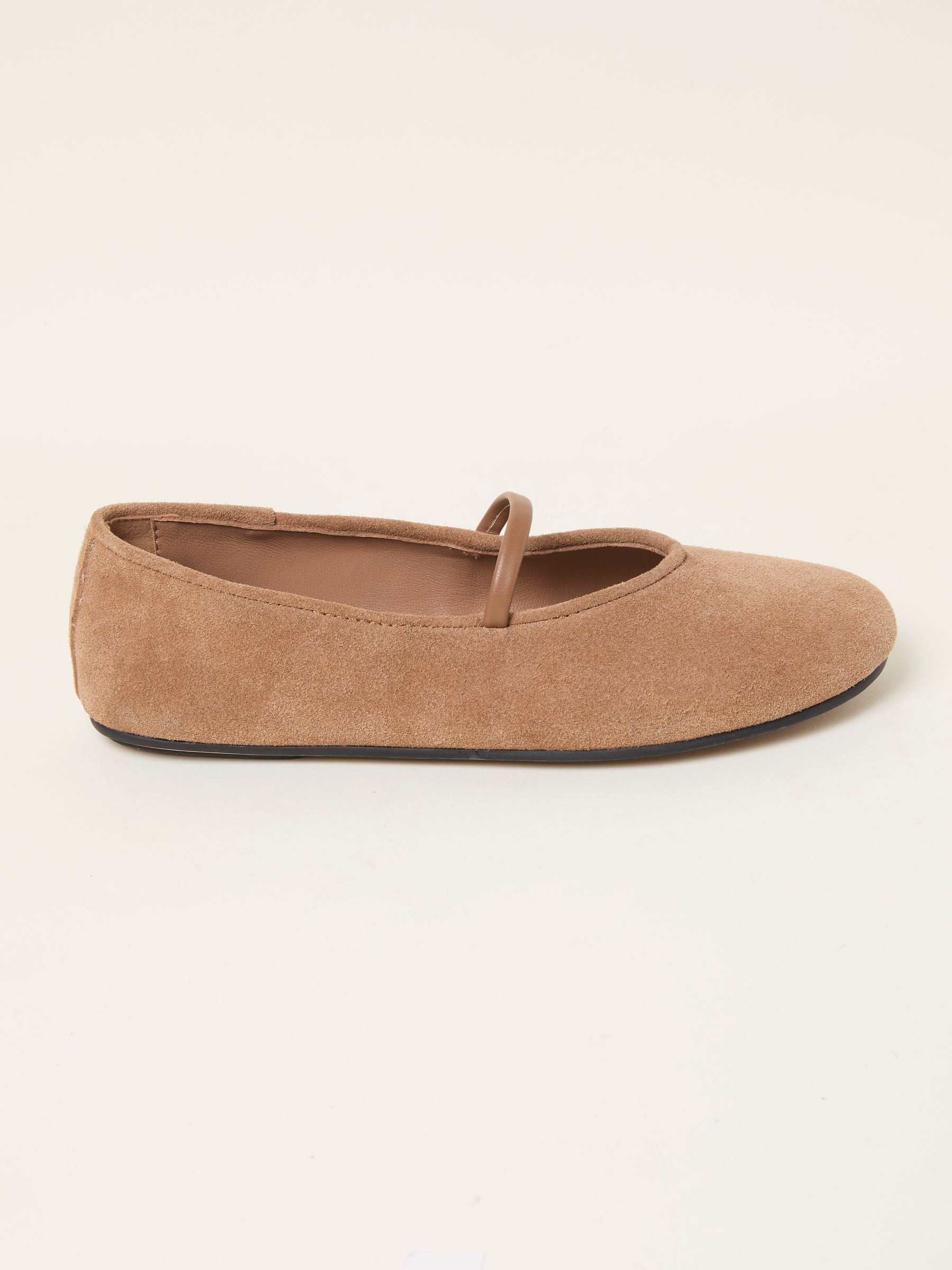 Tan Brown Suede Round Toe Ballerina Flats - Image 1 of 3