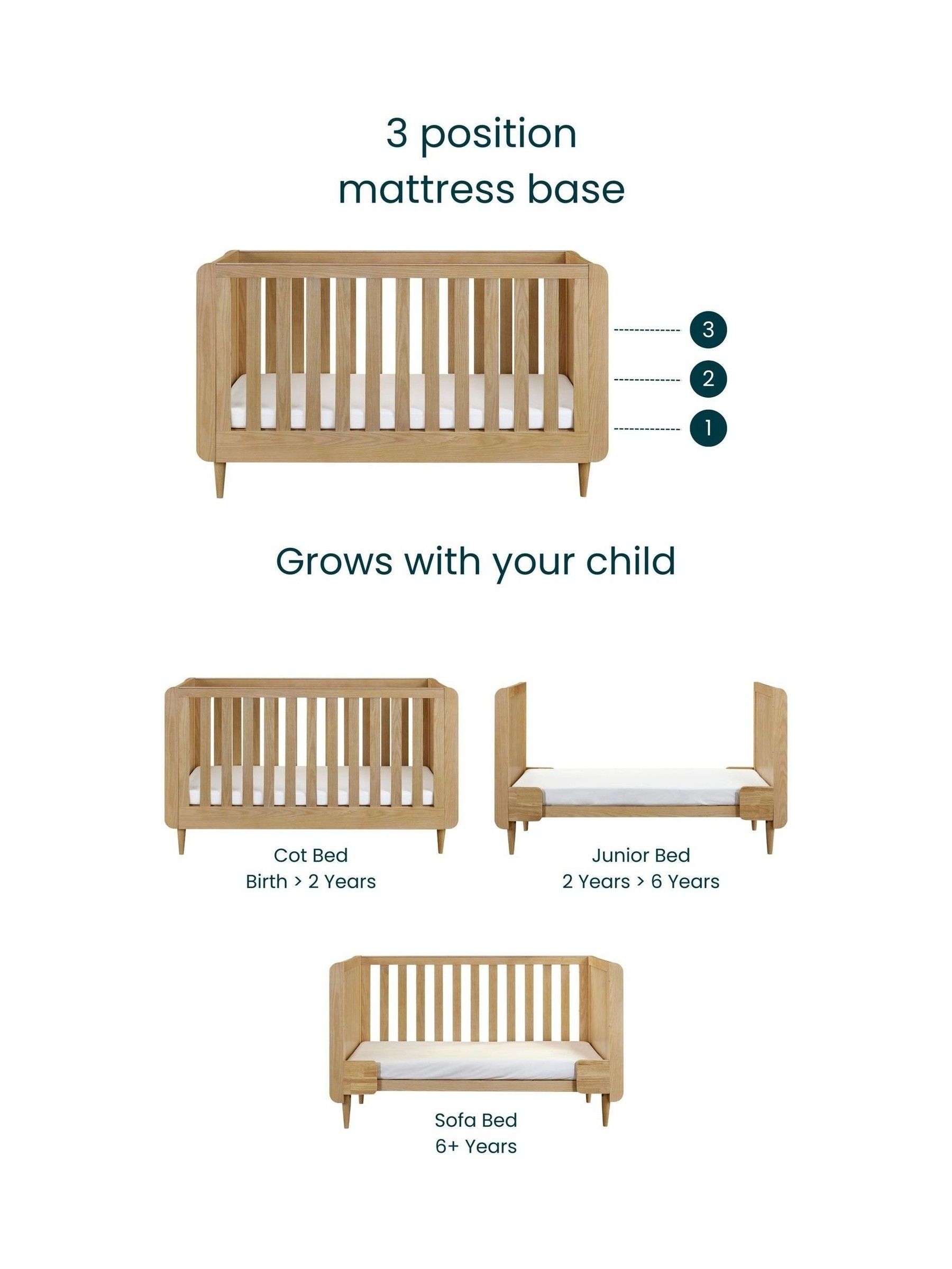 Tutti Bambini Light Oak Japandi Mini Cot Bed - Image 7 of 7