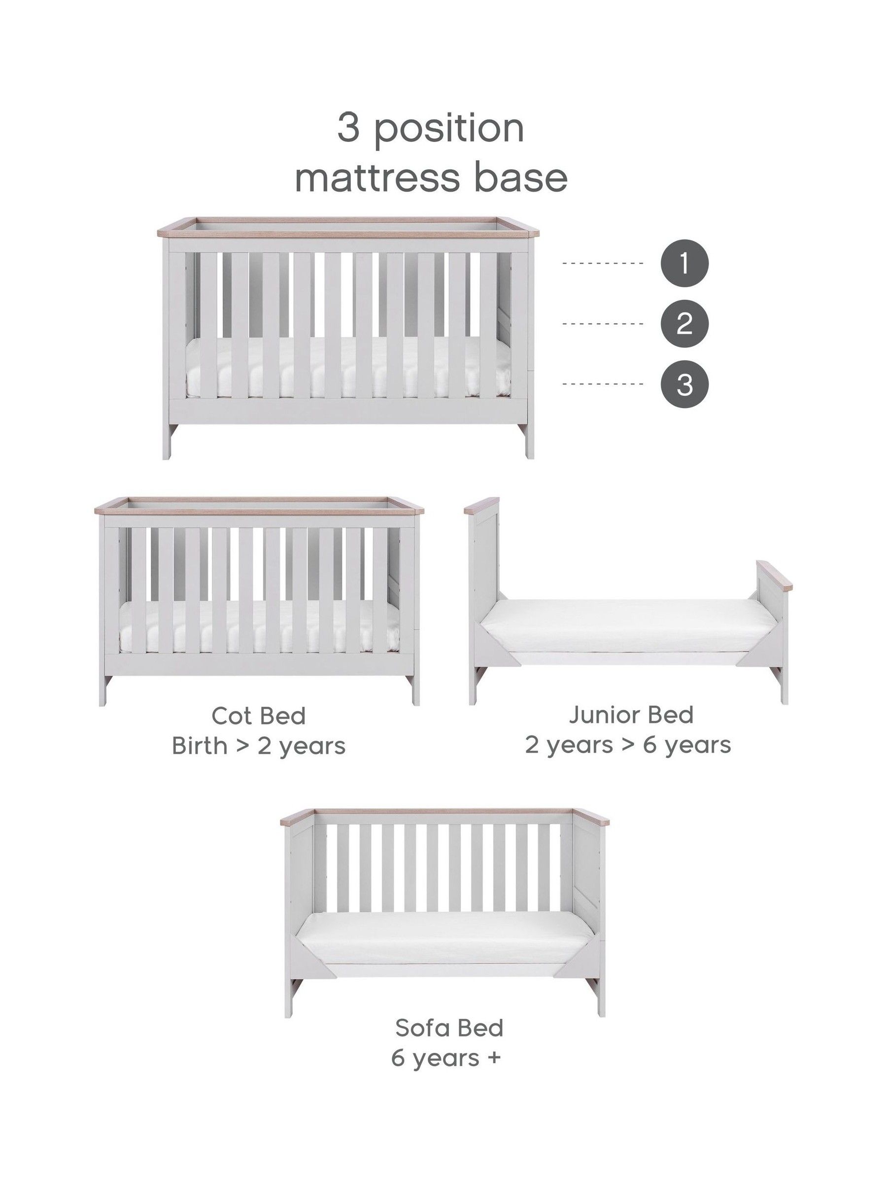 Tutti Bambini Dove Grey Oak Verona Cot Bed - Image 6 of 6