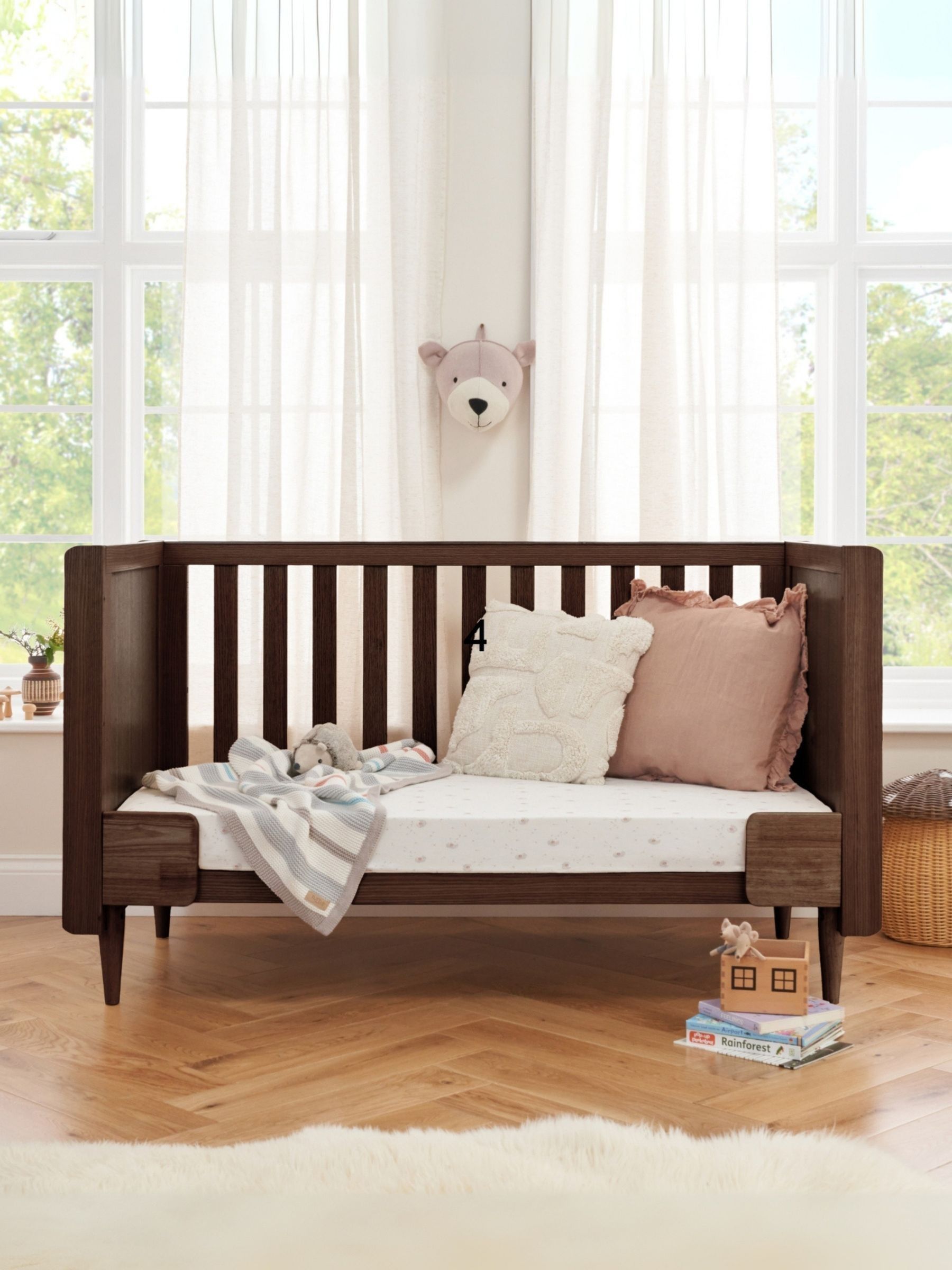 Warm Walnut Japandi Cot Bed - Image 5 of 7
