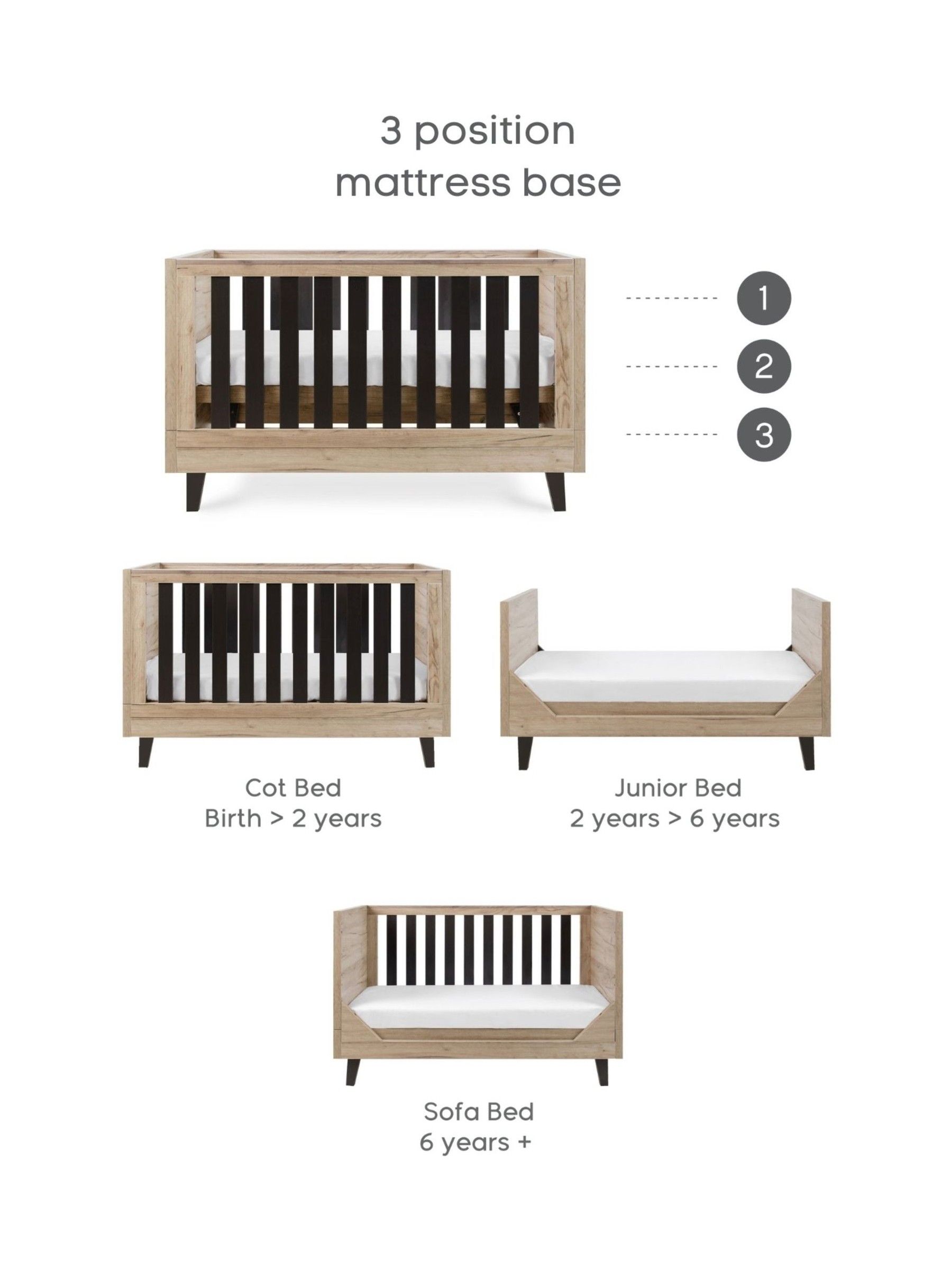 Tutti Bambini Distressed Oak Slate Grey Como Cot Bed - Image 5 of 5