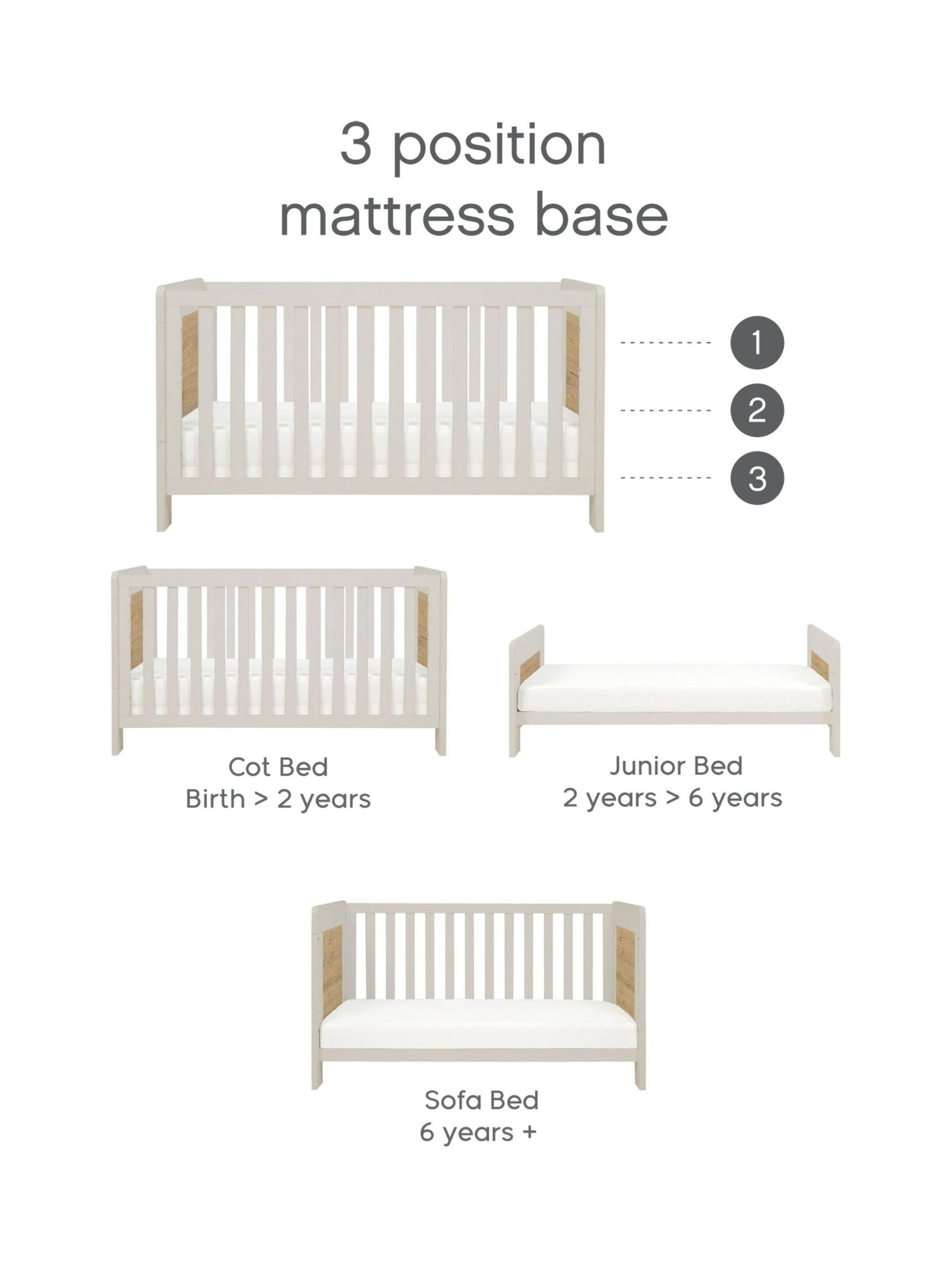 Tutti Bambini White Sand Distressed Oak Alba Mini Cot Bed - Image 4 of 7