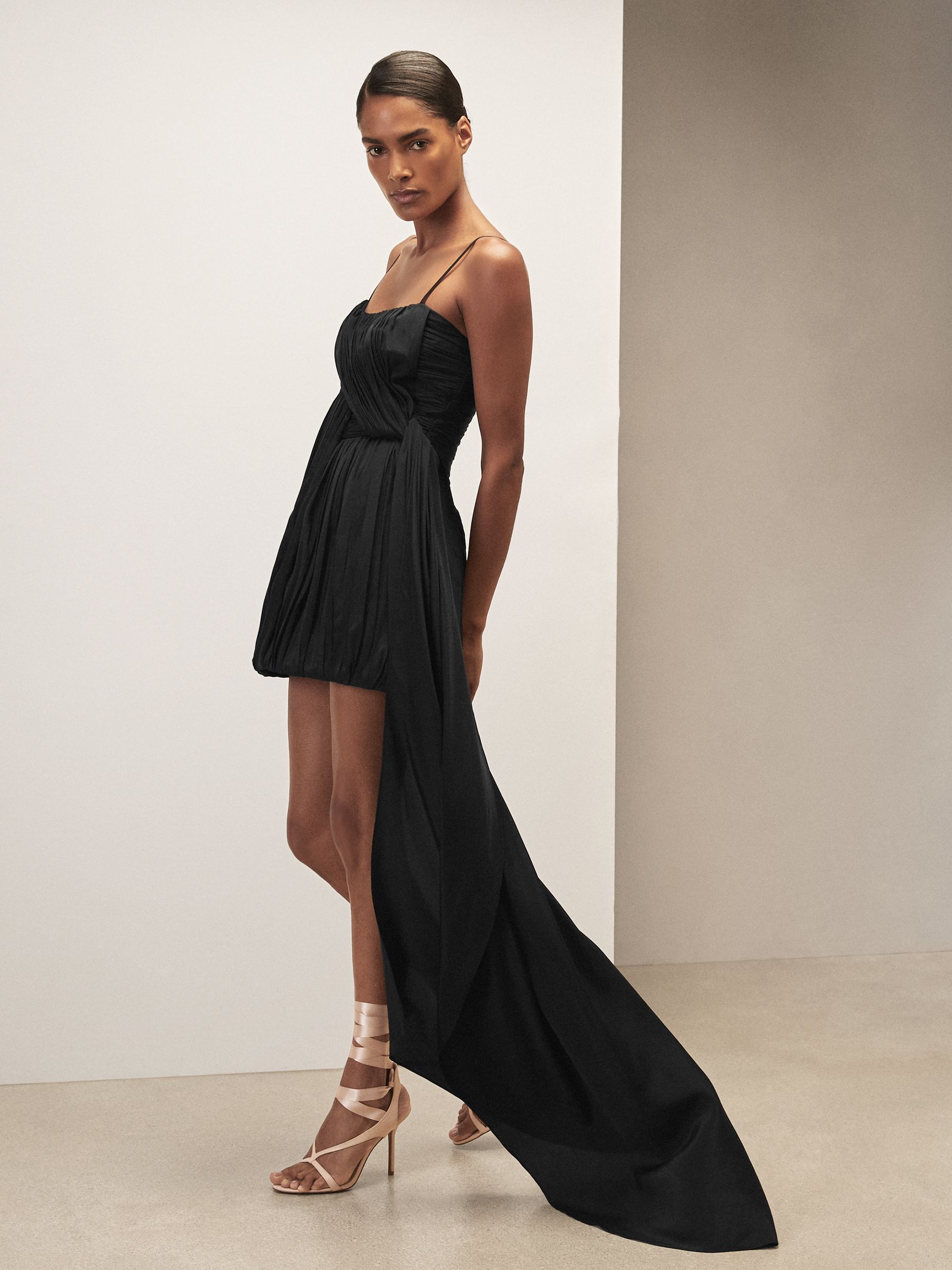 Reiss | Royal Ballet Pleated Mini Dress in Black - Image 6 of 10