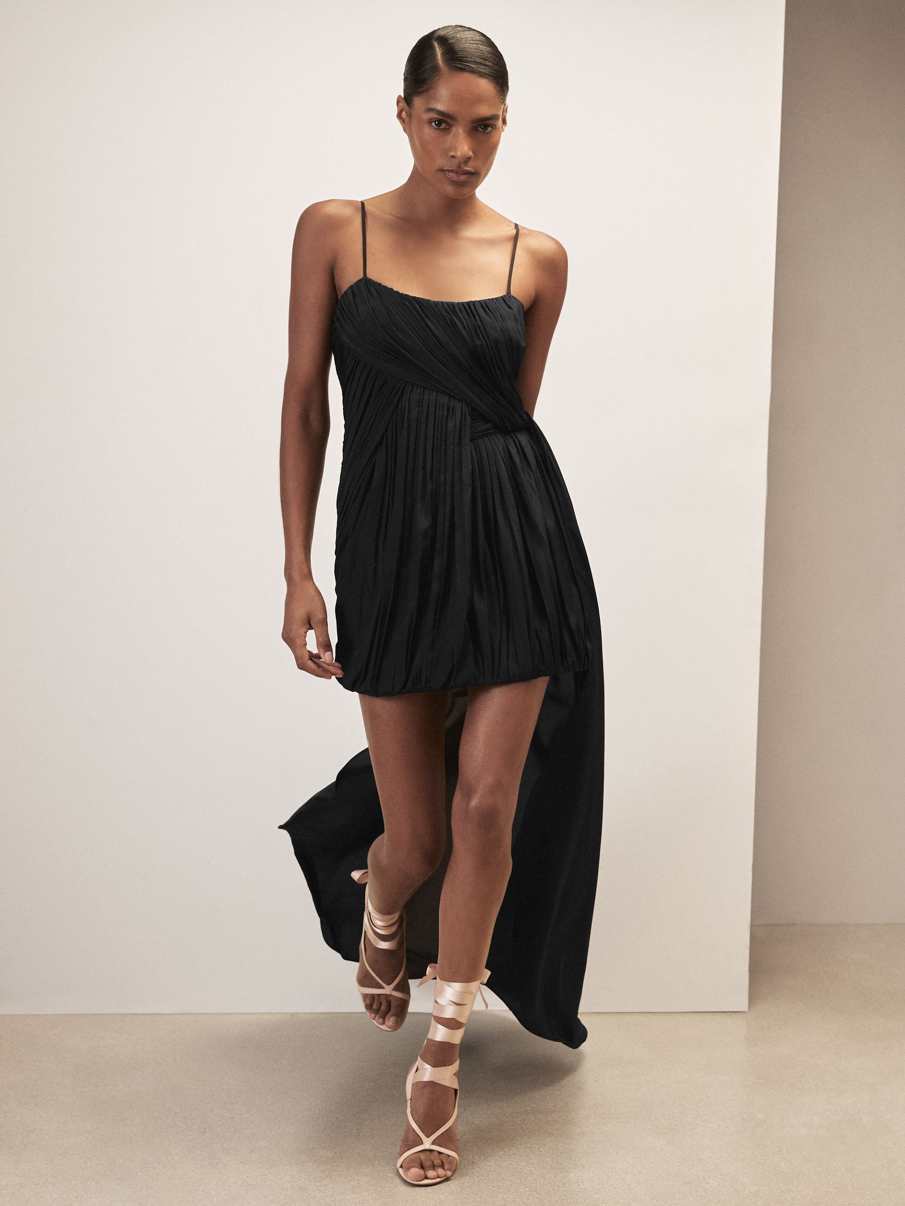 Reiss | Royal Ballet Pleated Mini Dress in Black - Image 8 of 10