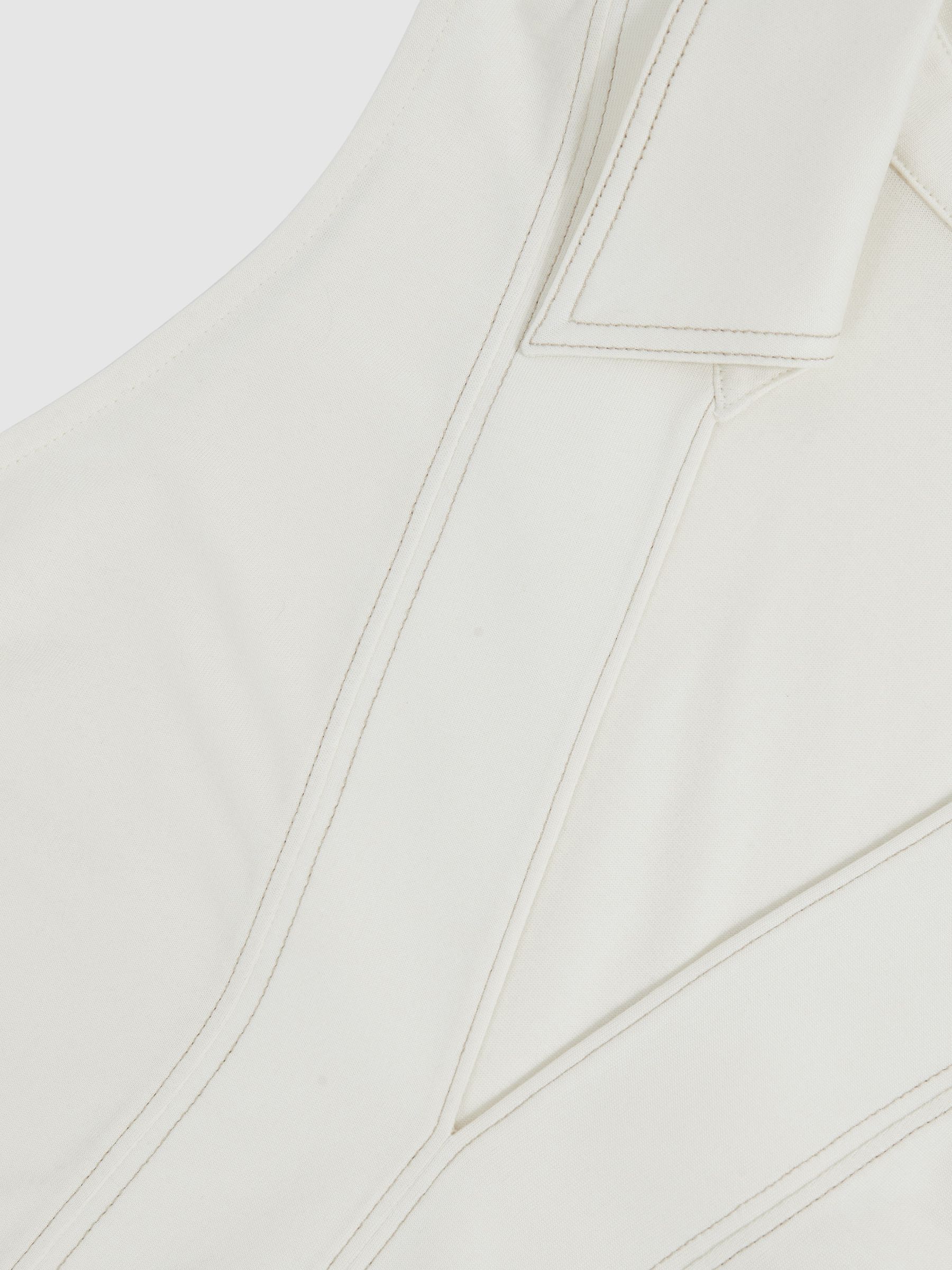 Cotton-Blend Collared Sleeveless Top in Ivory/Neutral - image 3