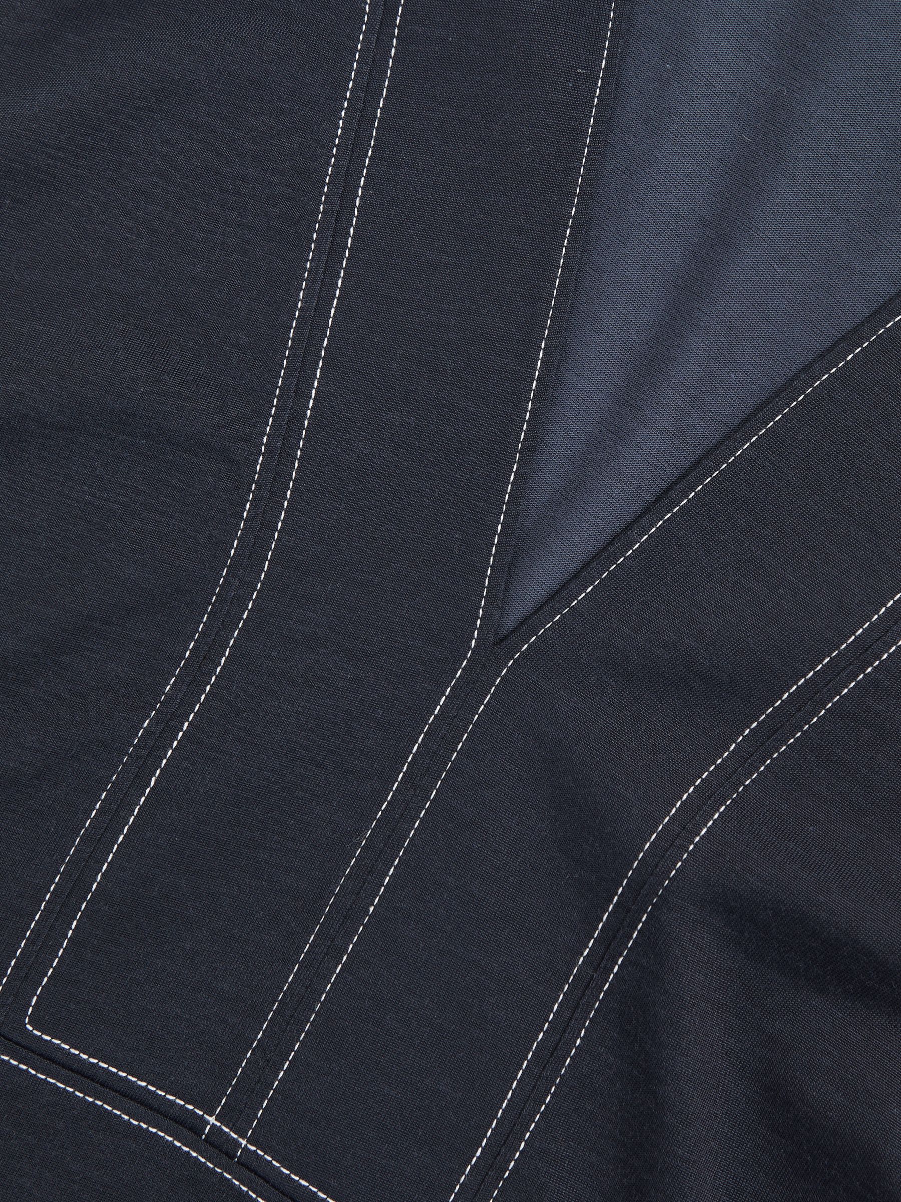 Cotton-Blend Collared Sleeveless Top in Navy/Ivory - image 3