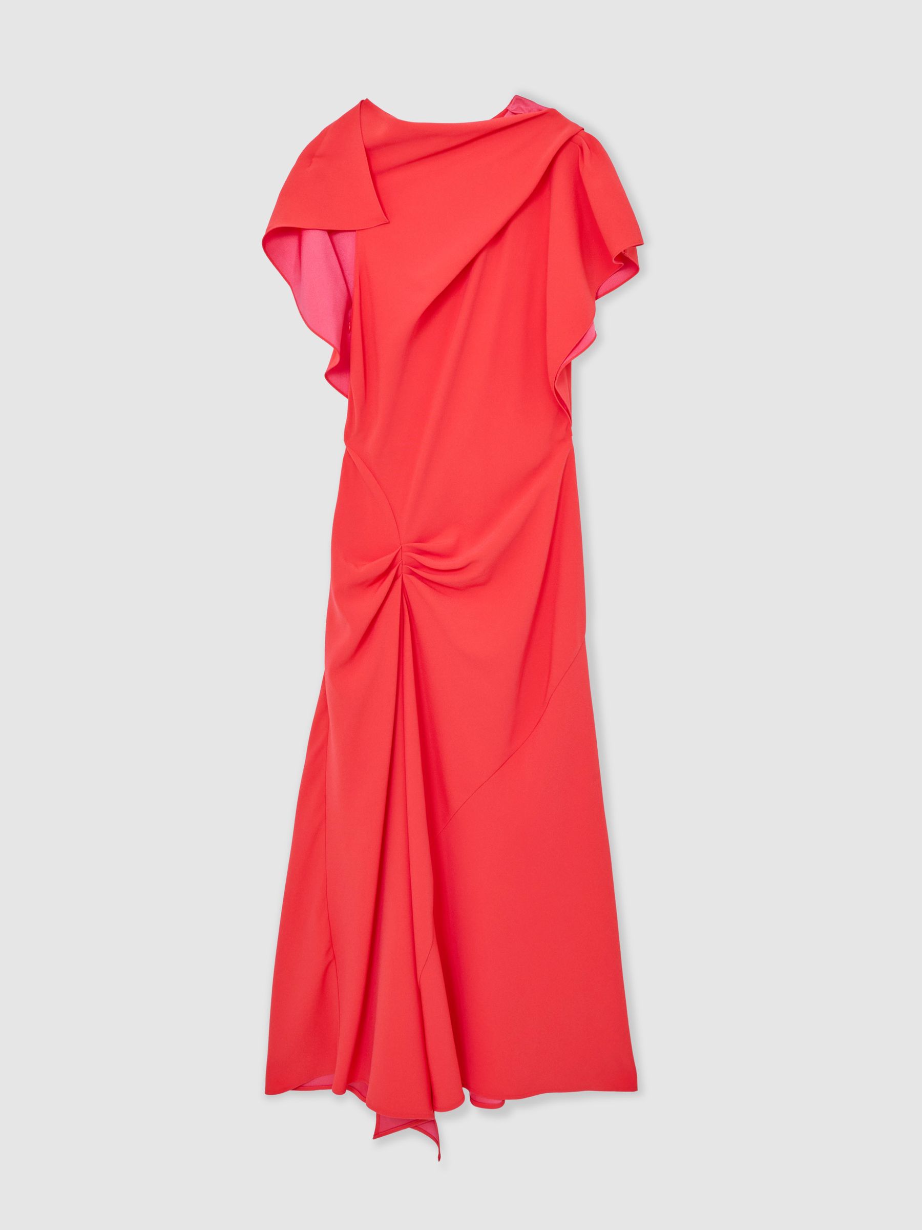 Petite Asymmetric Draped Midi Dress in Orange - image 1