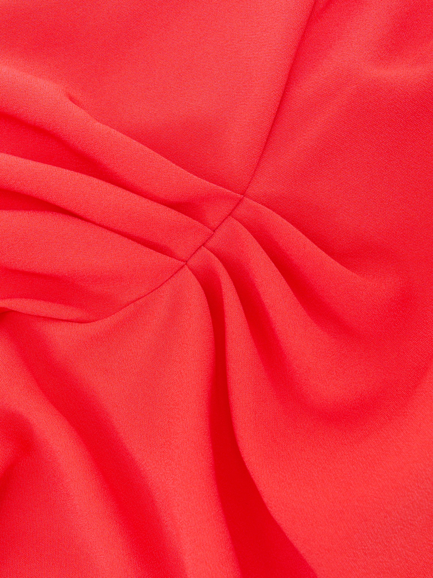 Petite Asymmetric Draped Midi Dress in Orange - image 3