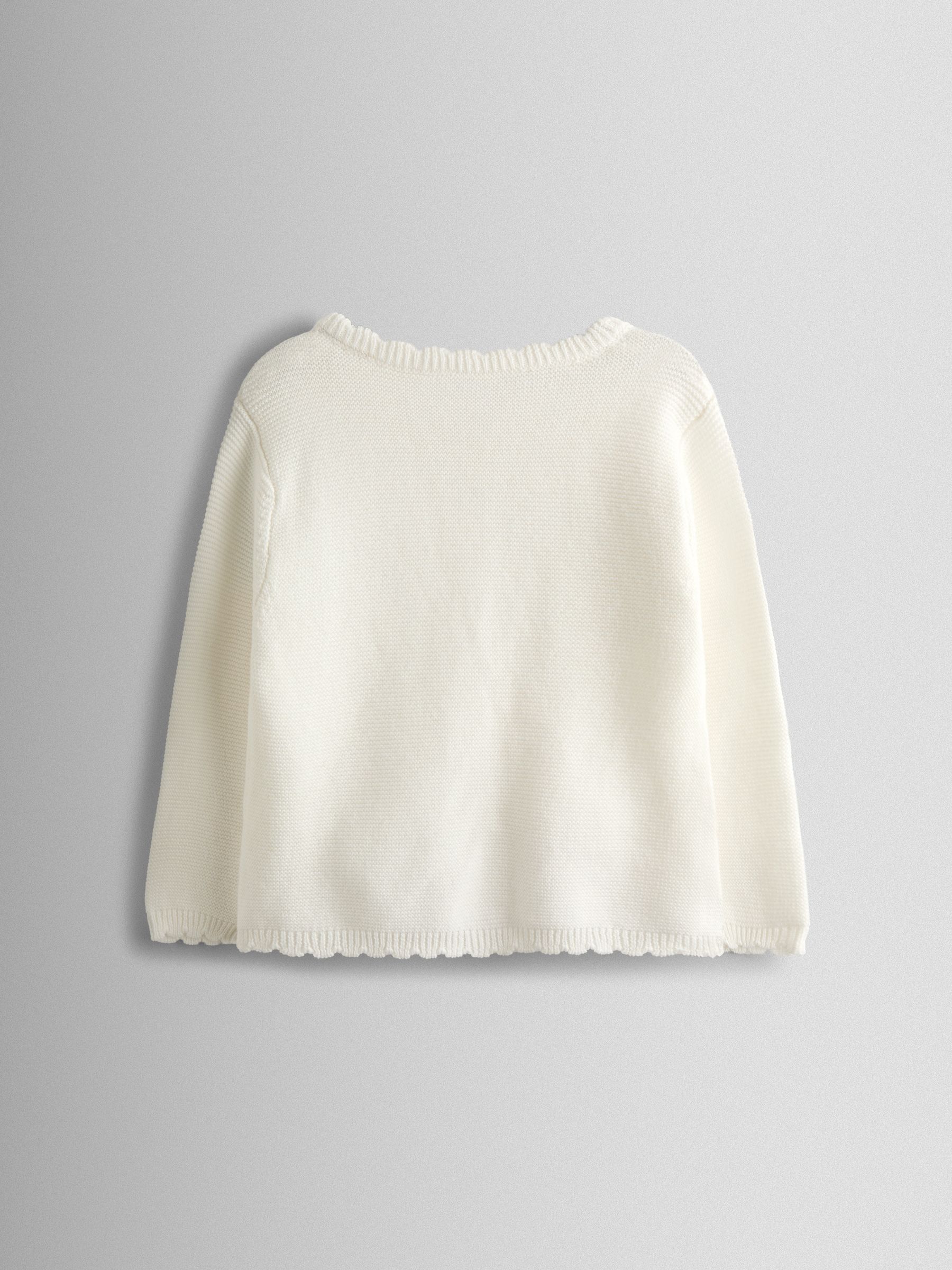 Cream Classic Cotton Scallop Cardigan - Image 2 of 3