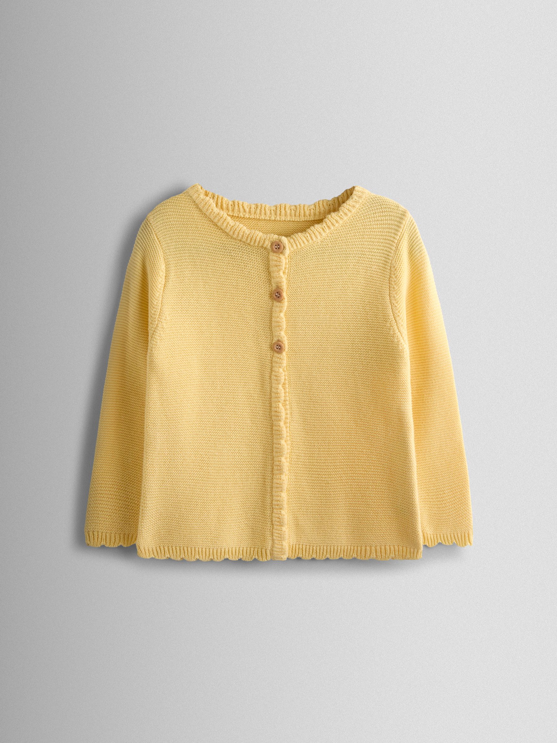 Bright Yellow Classic Cotton Scallop Cardigan - Image 1 of 3