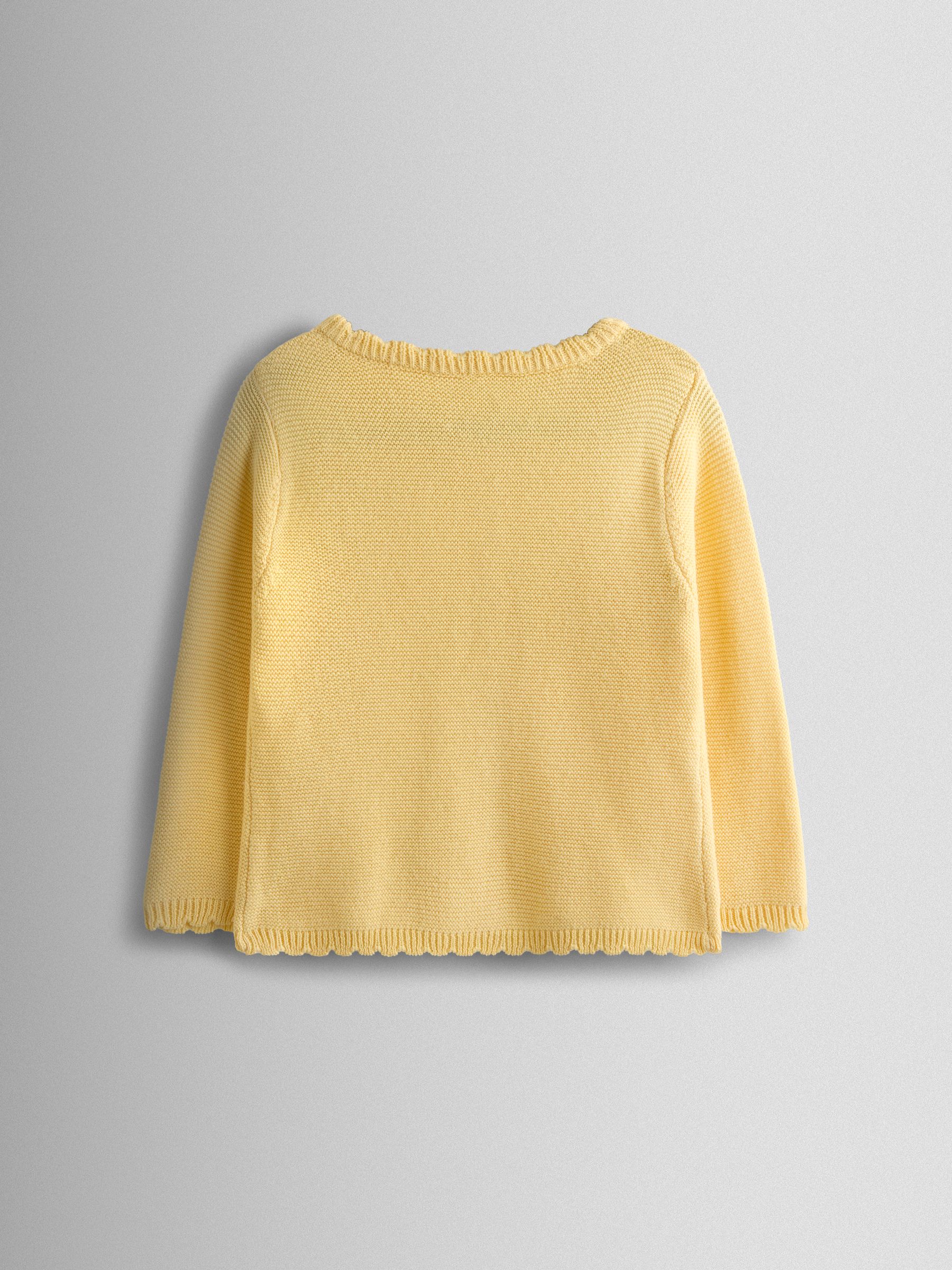 Bright Yellow Classic Cotton Scallop Cardigan - Image 2 of 3