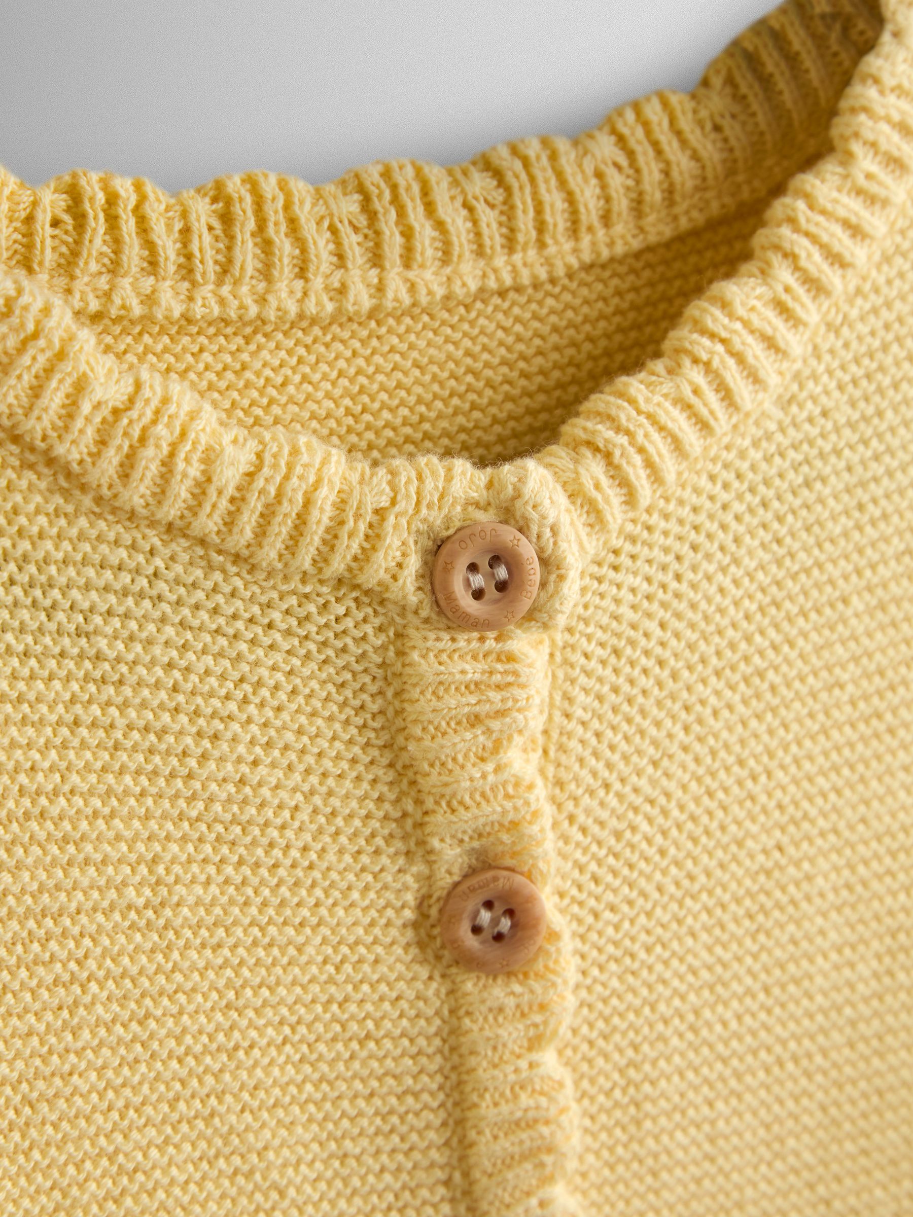 Bright Yellow Classic Cotton Scallop Cardigan - Image 3 of 3