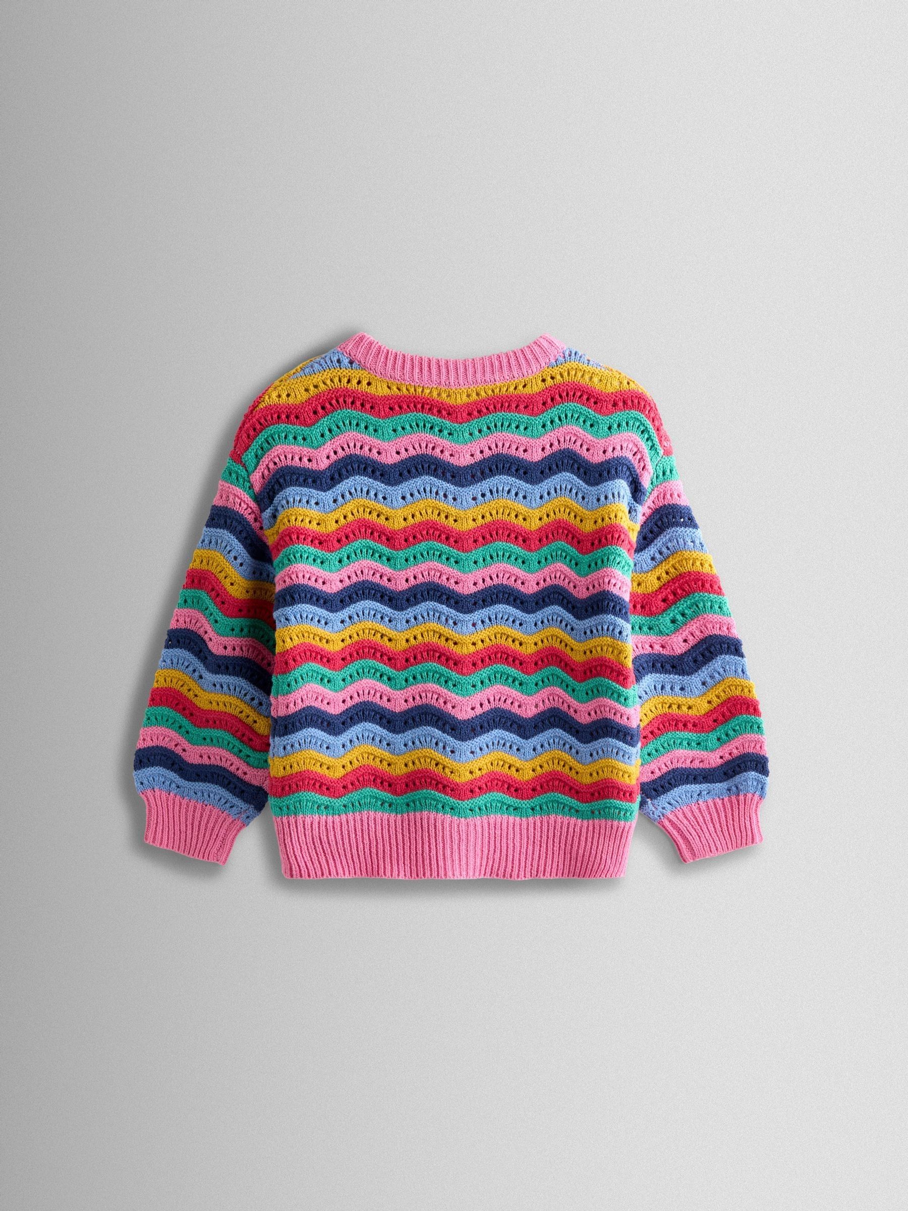 Bright Pink Wavy Knit Appliqué Cardigan - Image 3 of 5