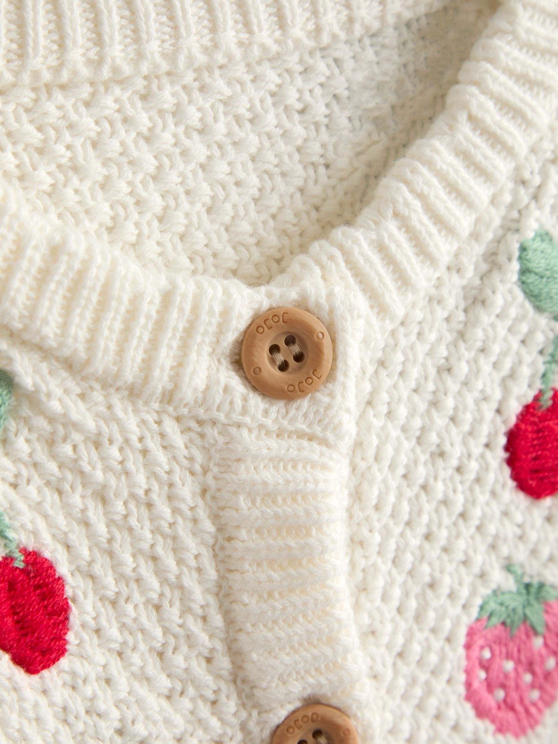 Cream Fruit Embroidered Textured Cardigan - Image 2 of 3
