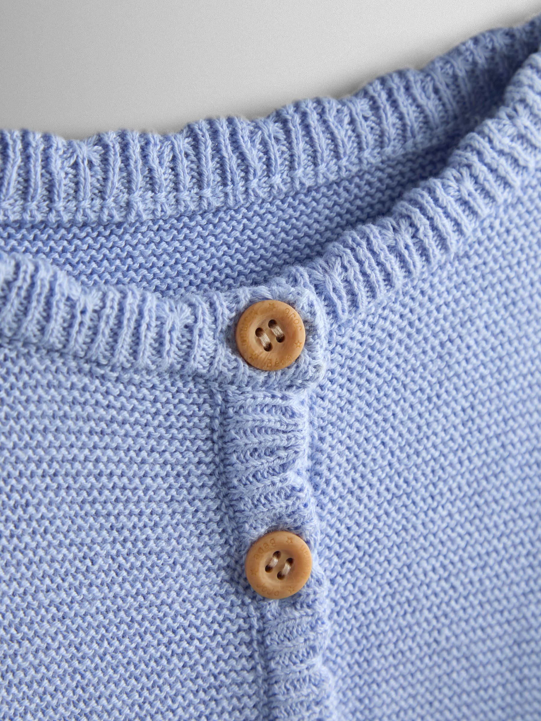 Cornflower Blue Classic Cotton Scallop Cardigan - Image 3 of 3 Cornflower Blue Classic Cotton Scallop Cardigan - Image 3 of 3