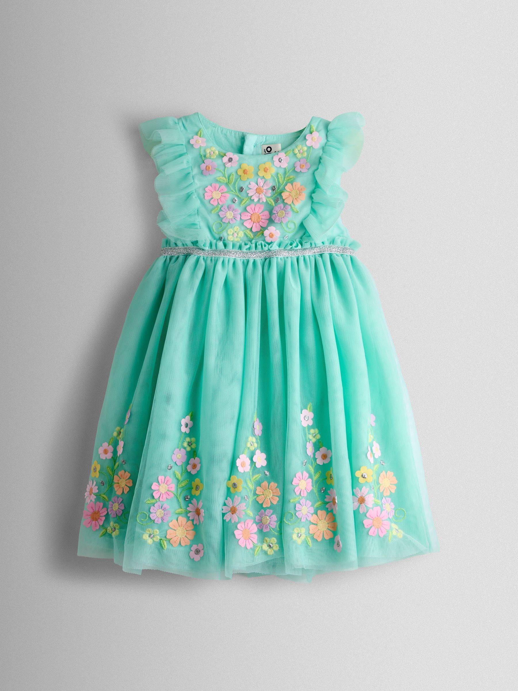 light green dress with pink flowers Light Green Tulle Prom Dresses with Pink Flowers Floral Evening Dress Viniodress
