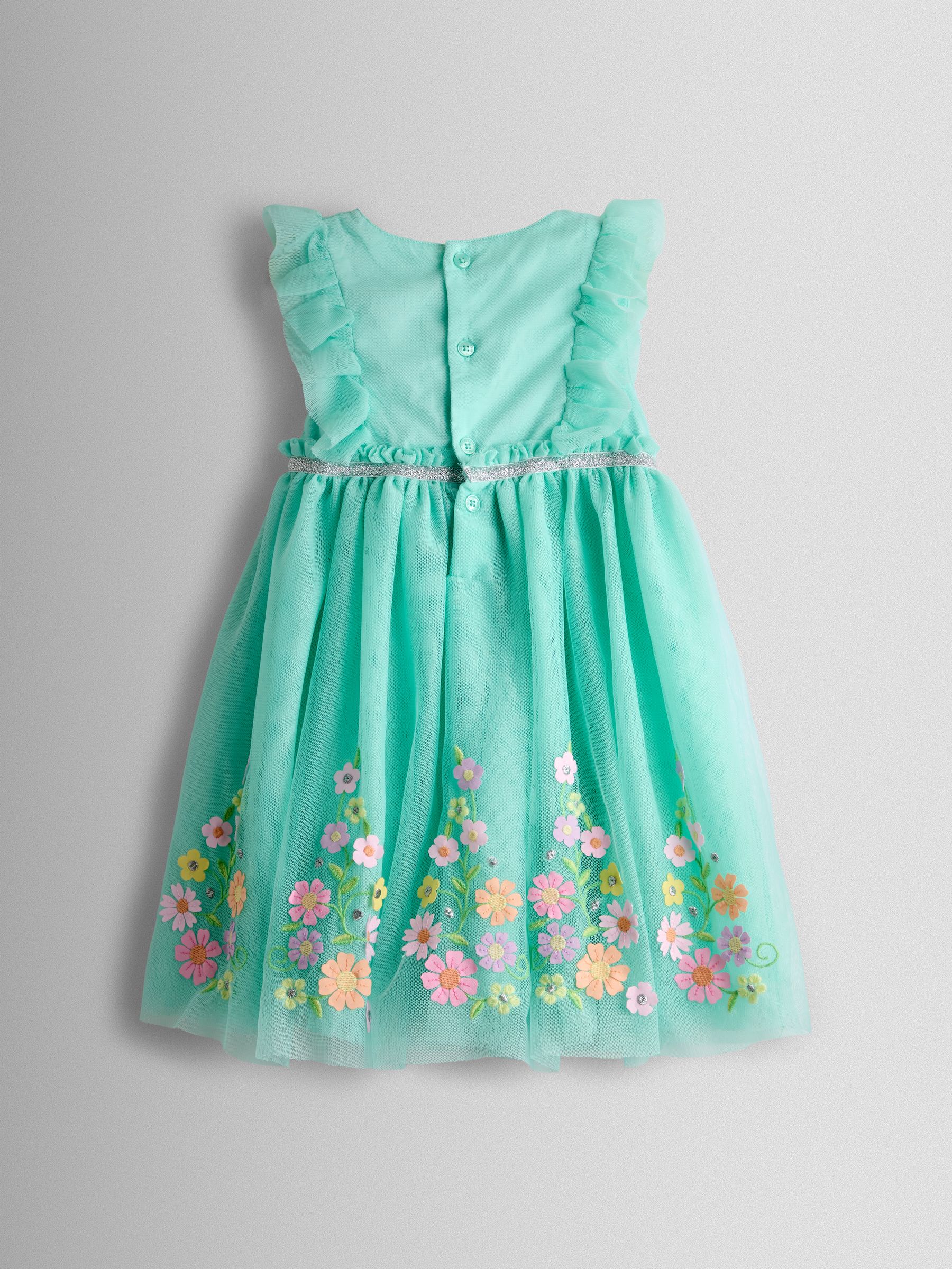Light Green Ruffle Tulle Appliqué Party Dress - Image 2 of 4 Light Green Ruffle Tulle Appliqué Party Dress - Image 2 of 4