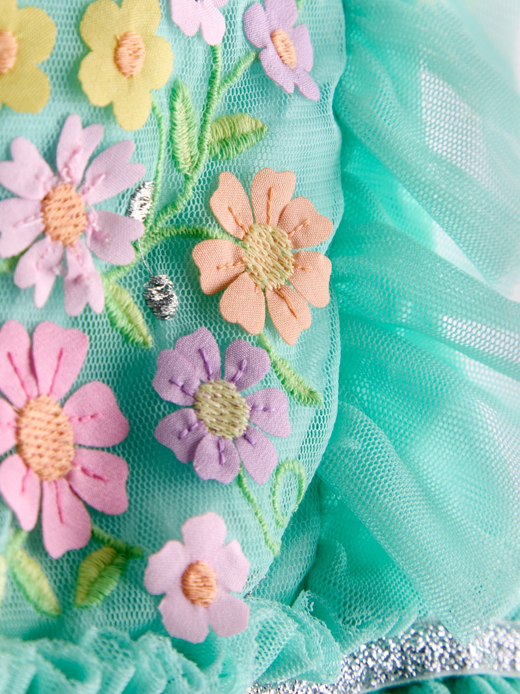 Light Green Ruffle Tulle Appliqué Party Dress - Image 3 of 4