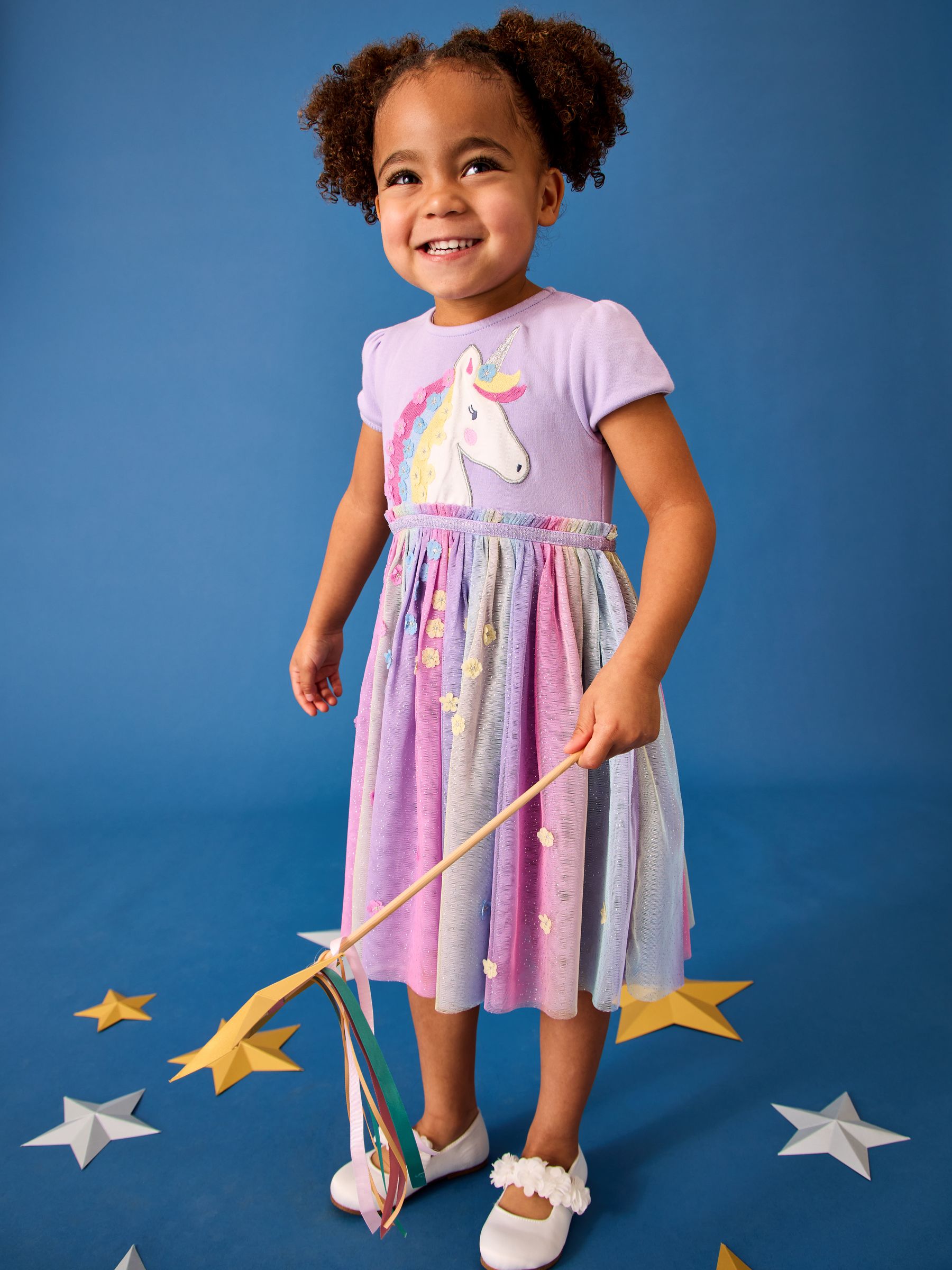 Lilac Purple Unicorn Appliqué Tulle Party Dress | JoJo Maman Bébé USA