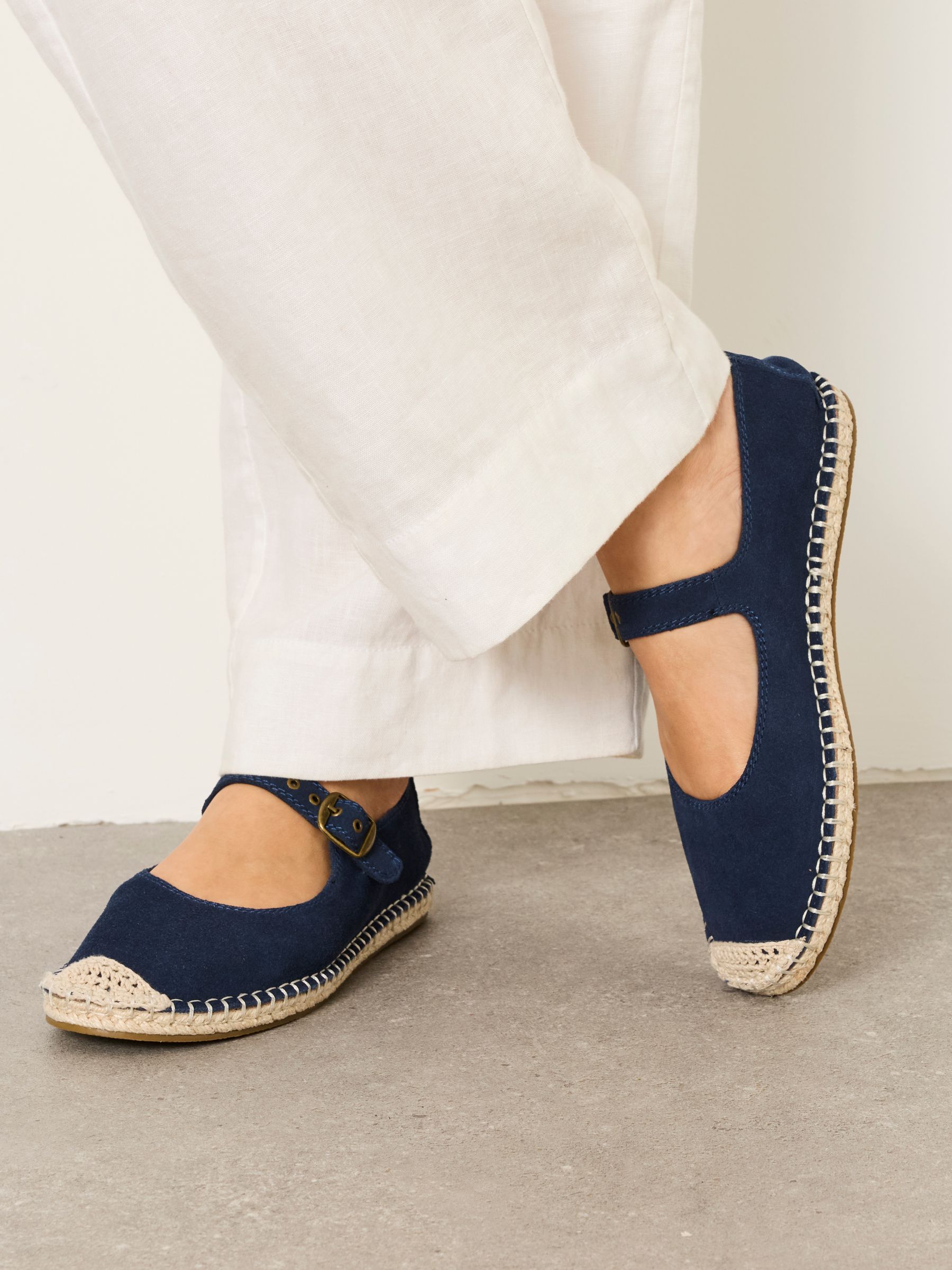 Navy Espadrille Suede Mary Jane Shoes - Image 1 of 6