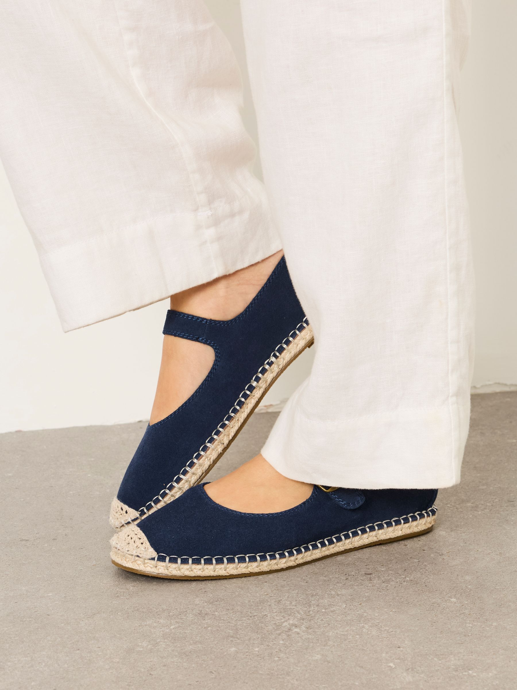 Navy Espadrille Suede Mary Jane Shoes - Image 2 of 6