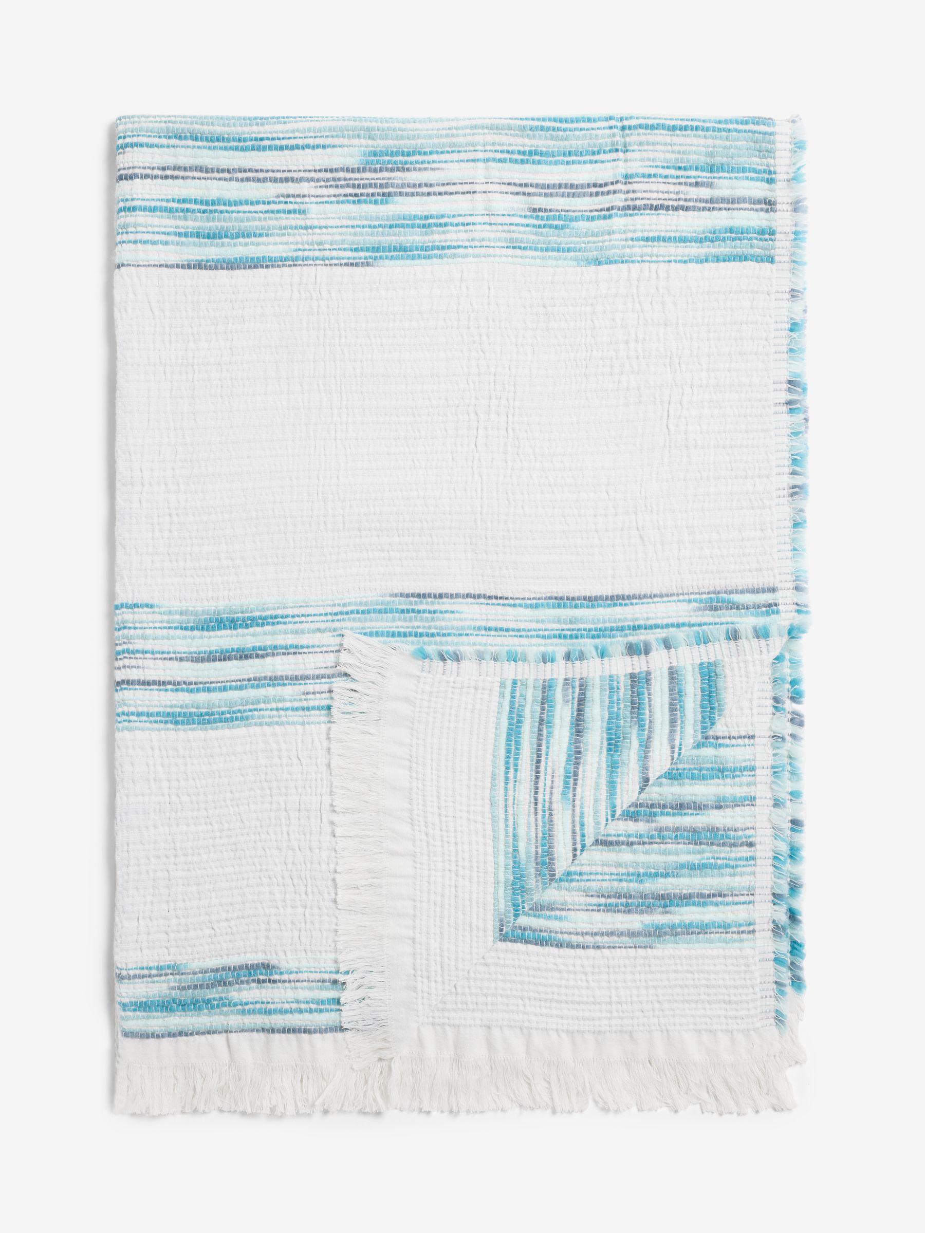Blue Textured Ombre Stripe Throw - Image 3 of 5