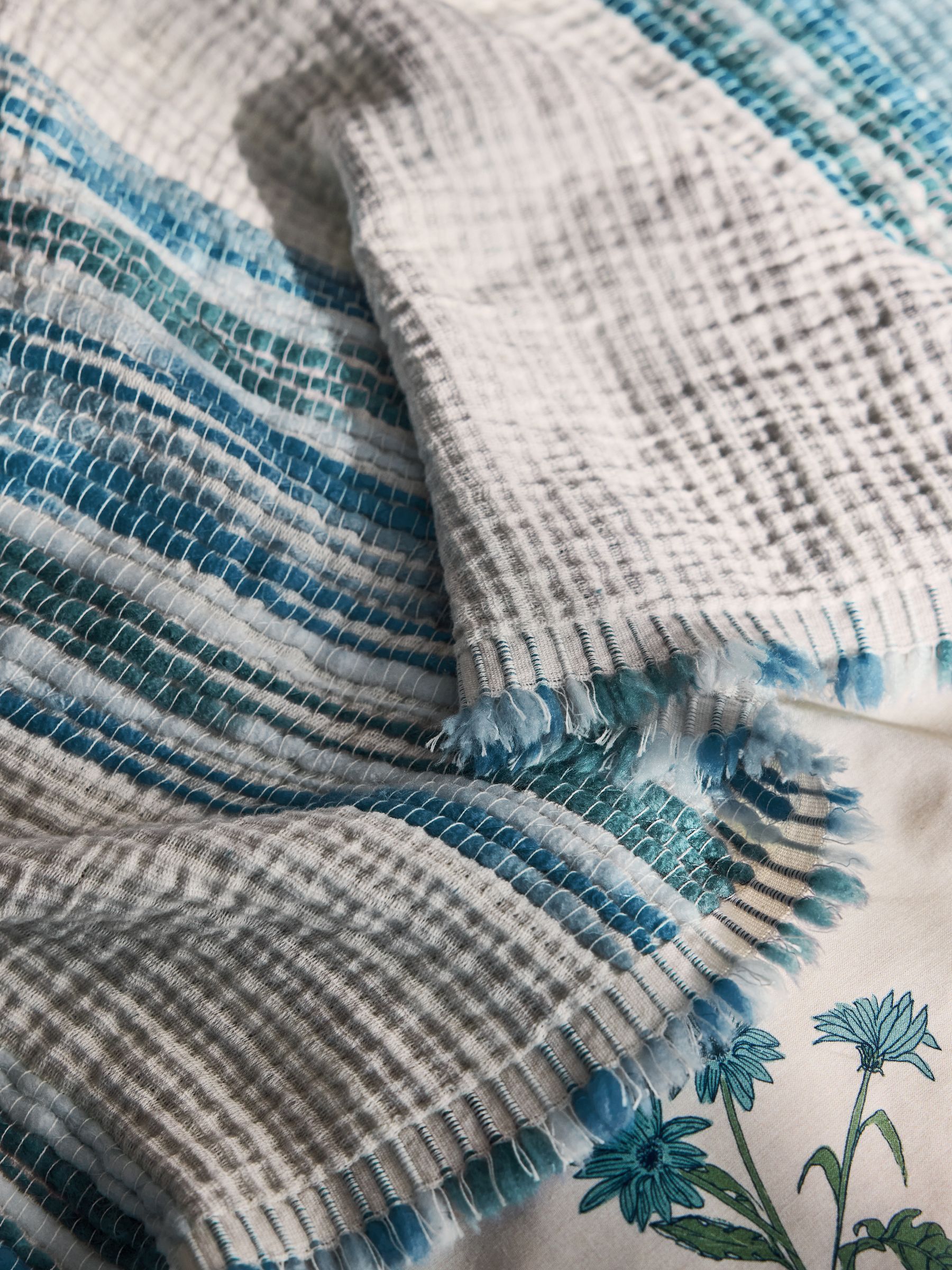 Blue Textured Ombre Stripe Throw - Image 4 of 5
