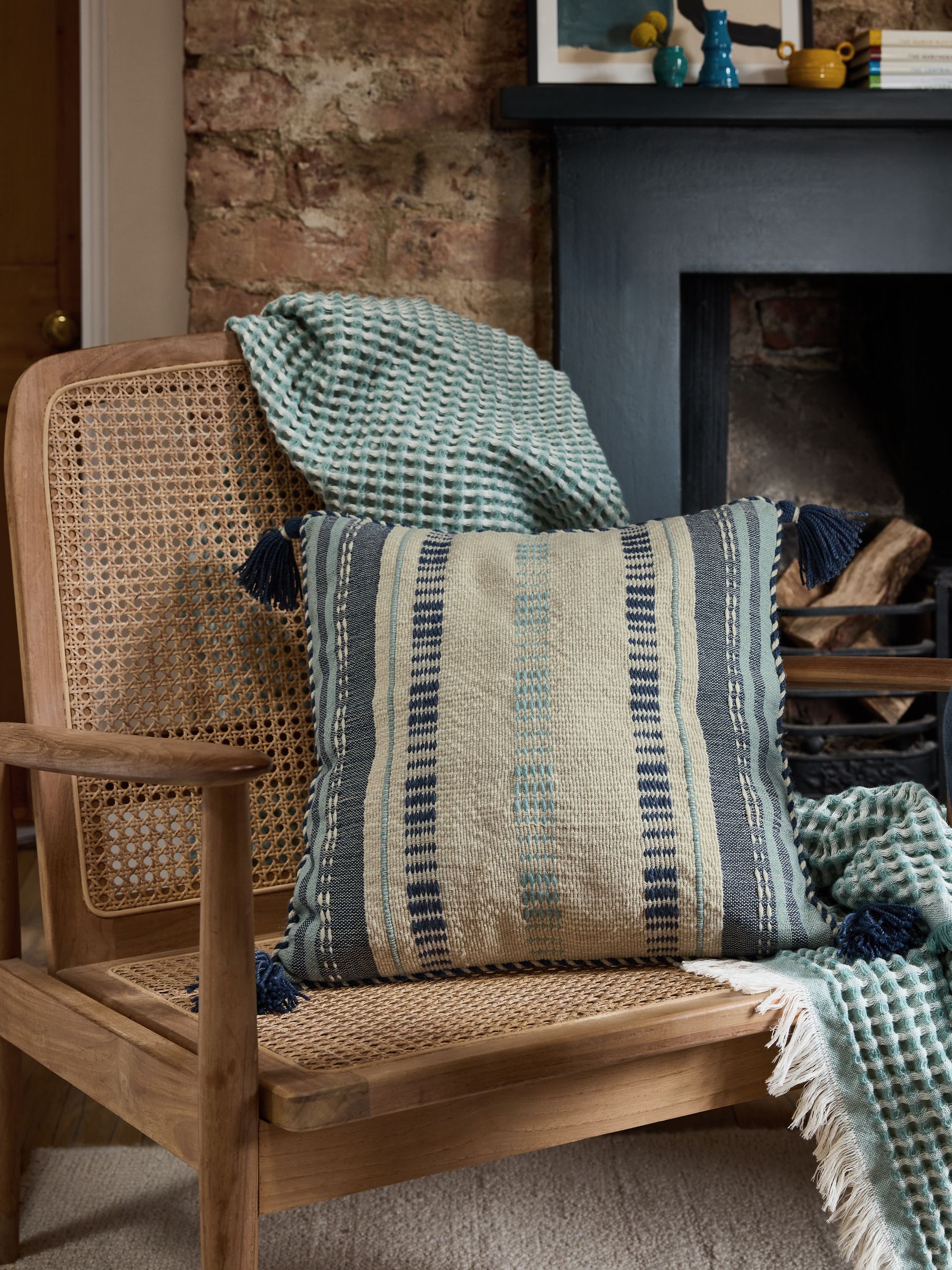 Woven Blue Indoor/Outdoor Cushion - Image 2 of 6