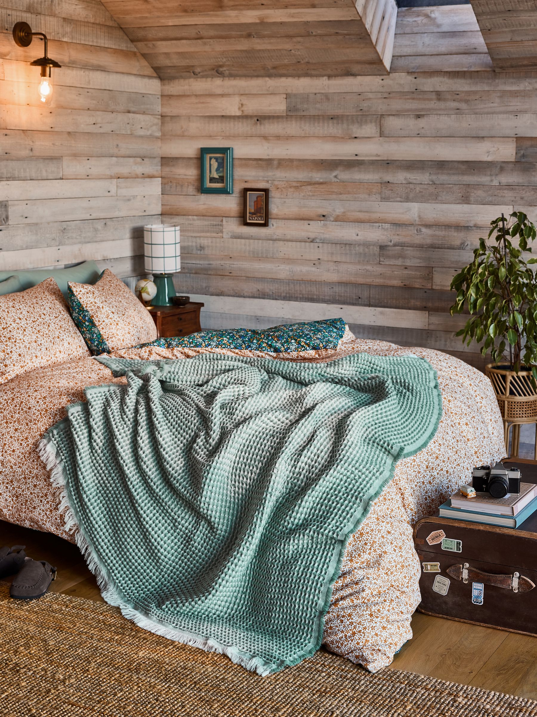 Teal Blue Textured Waffle Throw - Image 1 of 6