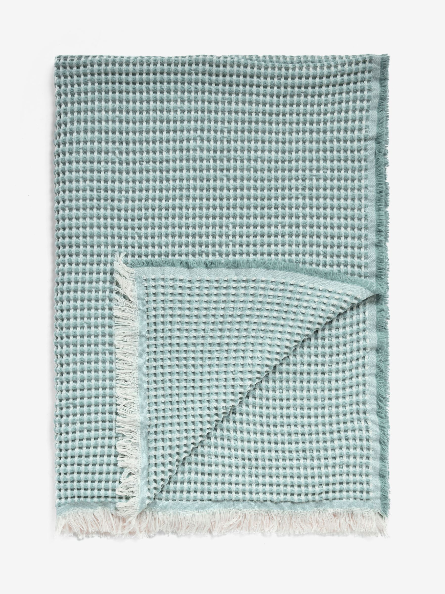 Teal Blue Textured Waffle Throw - Image 3 of 6